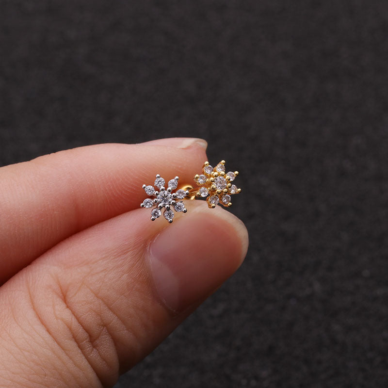 20G Cartilage Tiny Stud Flower Earrings for Women - HSPJ1944 | Dainty Floral Studs for Everyday Wear, Gifts & Special Occasions