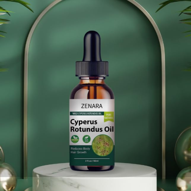 100% Pure Cyperus Rotundus Oil for Natural Hair Removal - 60ml Bottle | Safe & Effective Hair Inhibitor for Face, Legs, Bikini Line & Body