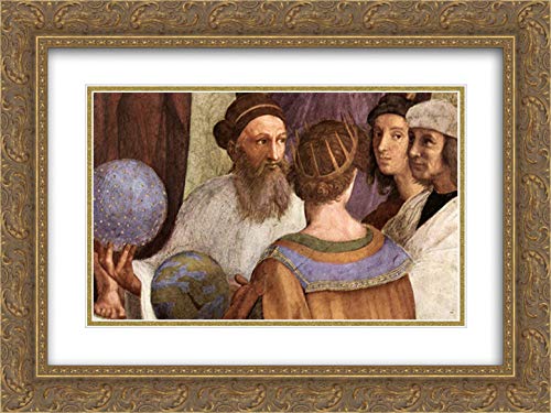 Raphael's The School of Athens (Detail) - 24x18 Gold Ornate Framed Museum Art Print with Double Matting - Perfect for Home Decor, Office Art & Renaissance Lovers