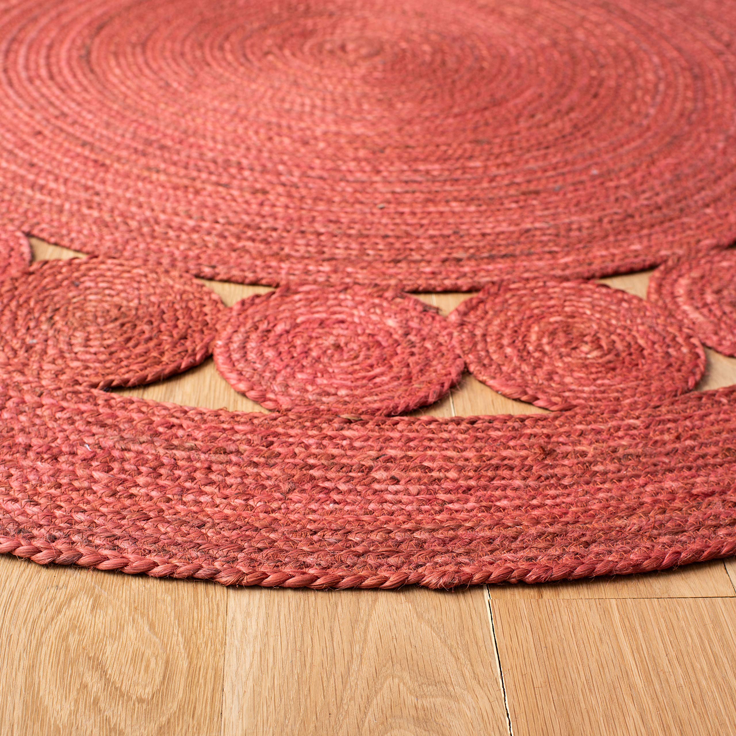 SAFAVIEH Natural Fiber Round Collection 8' Round Rust NF364P Handmade Boho Jute Area Rug - Farmhouse Decor for Living Room, Bedroom & Boho Chic Spaces