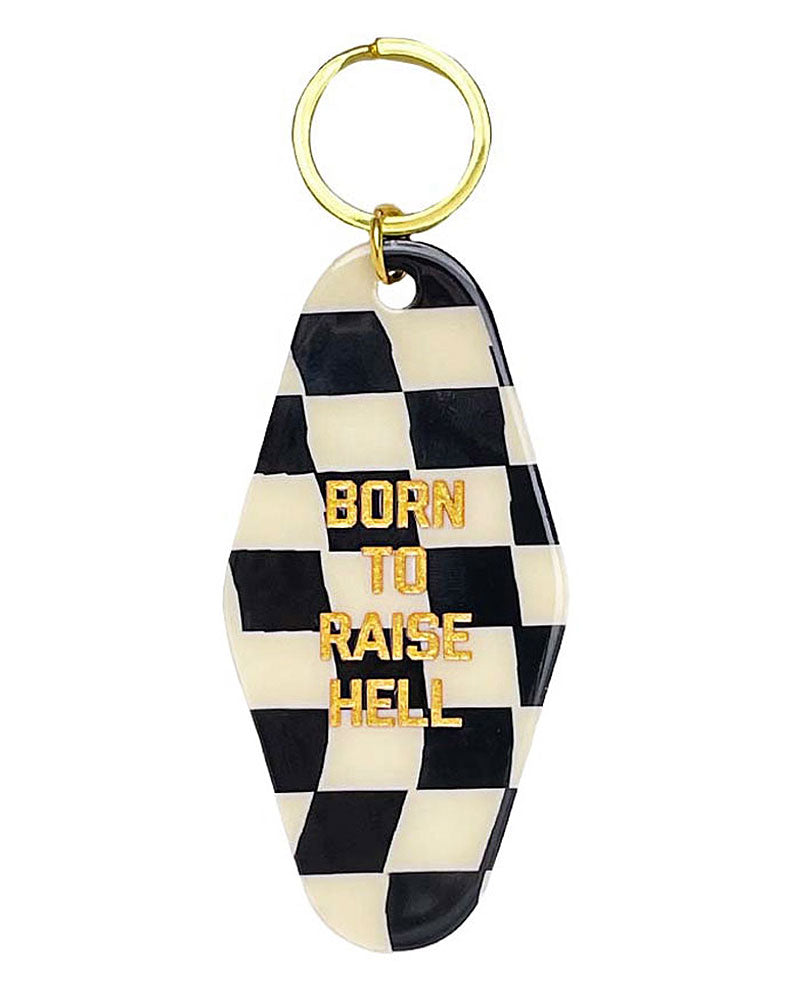 Born To Raise Hell Keychain - Heavy Duty Metal Key Ring for Men & Women - Perfect for Motorcycle Keys, Backpacks, and Everyday Carry