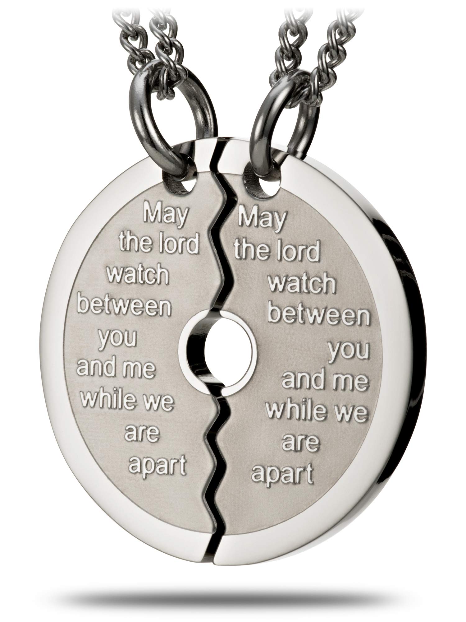 Stainless Steel Small 'Friends' Split Weight Plate Necklace - Genesis 31:49 Bible Verse Jewelry - Perfect Gift for Best Friends, Couples & Loved Ones - Wear for Special Occasions, Anniversaries & Daily Inspiration