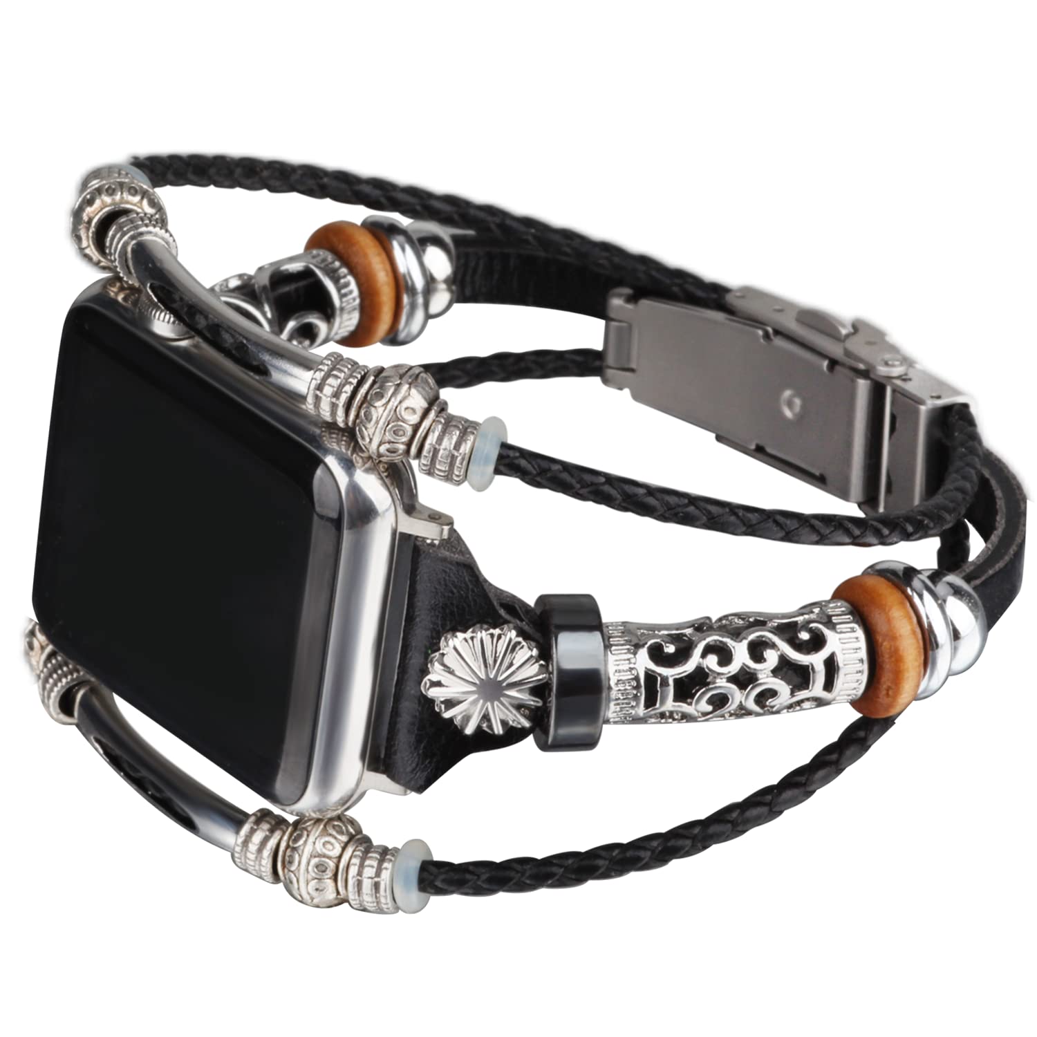 Vintage Handmade Leather Watch Band for Apple Watch Series SE/8/7/6/5/4/3/2/1 - DIY Style Replacement Strap with Upgraded Secure Clasp - Compatible with iWatch for Men & Women - Perfect for Workouts, Office & Casual Wear