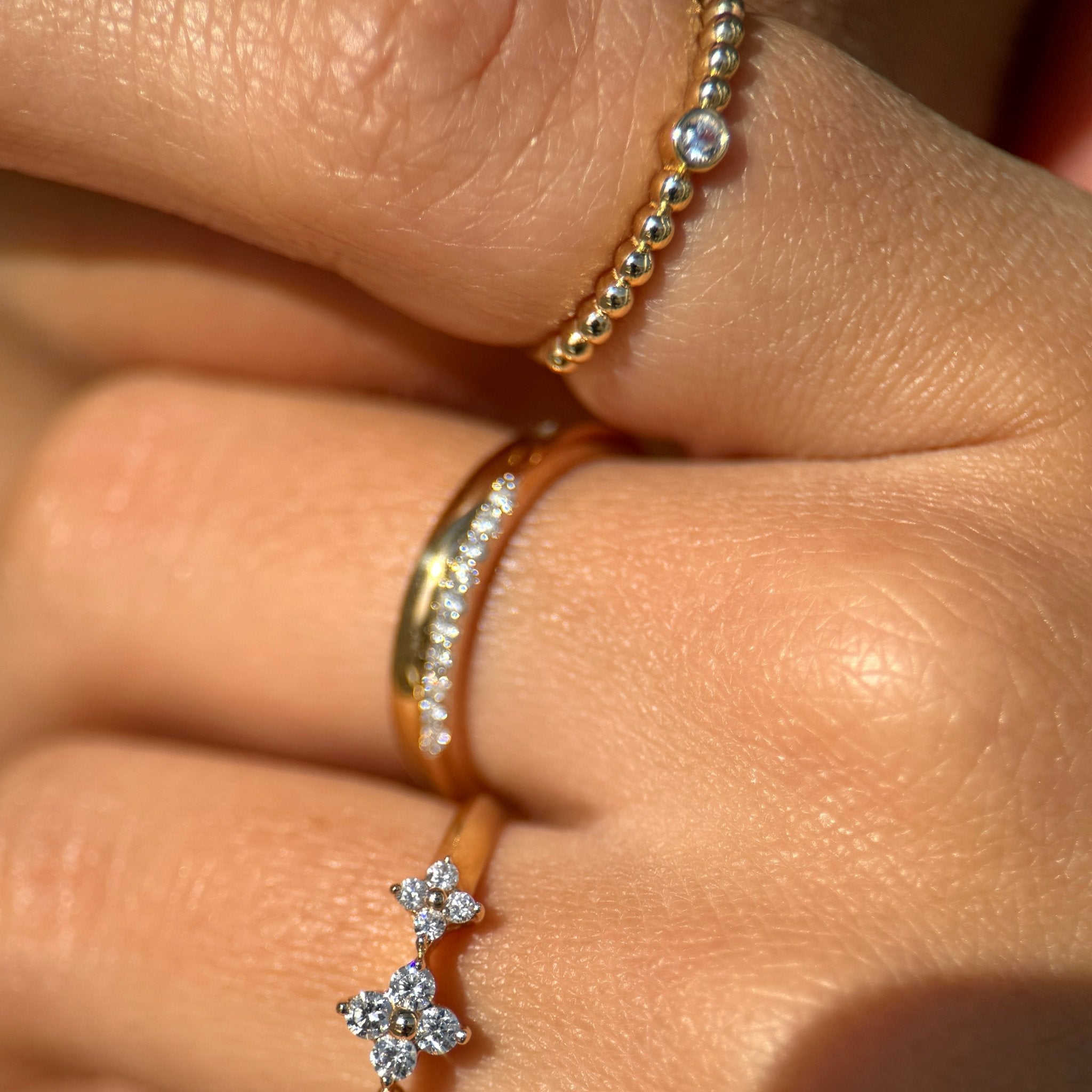 14K Solid Yellow Gold Beaded Sapphire Bezel Ring for Women - Elegant Jewelry Gift for Anniversary, Birthday & Special Occasions