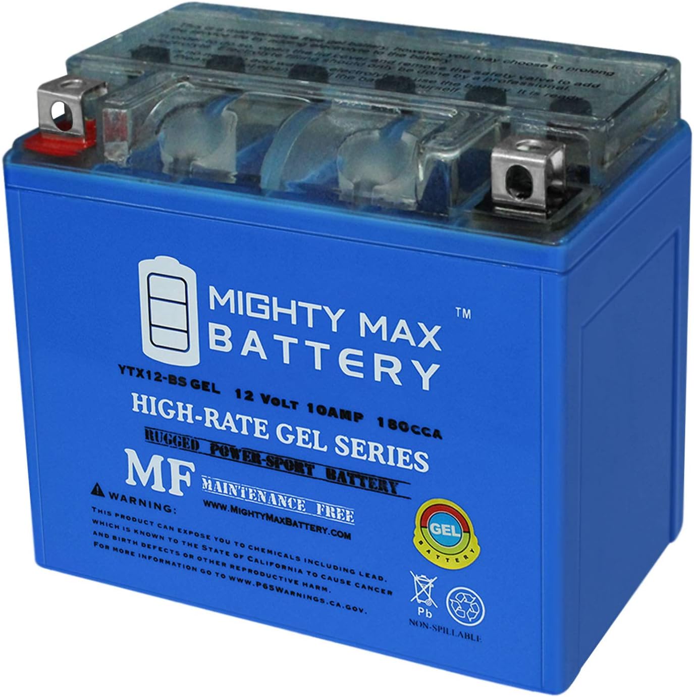 Mighty Max 12V 10AH Rechargeable AGM Battery - 180 CCA, Maintenance Free, Deep Cycle for Solar, UPS, Electric Scooters & Power Wheels