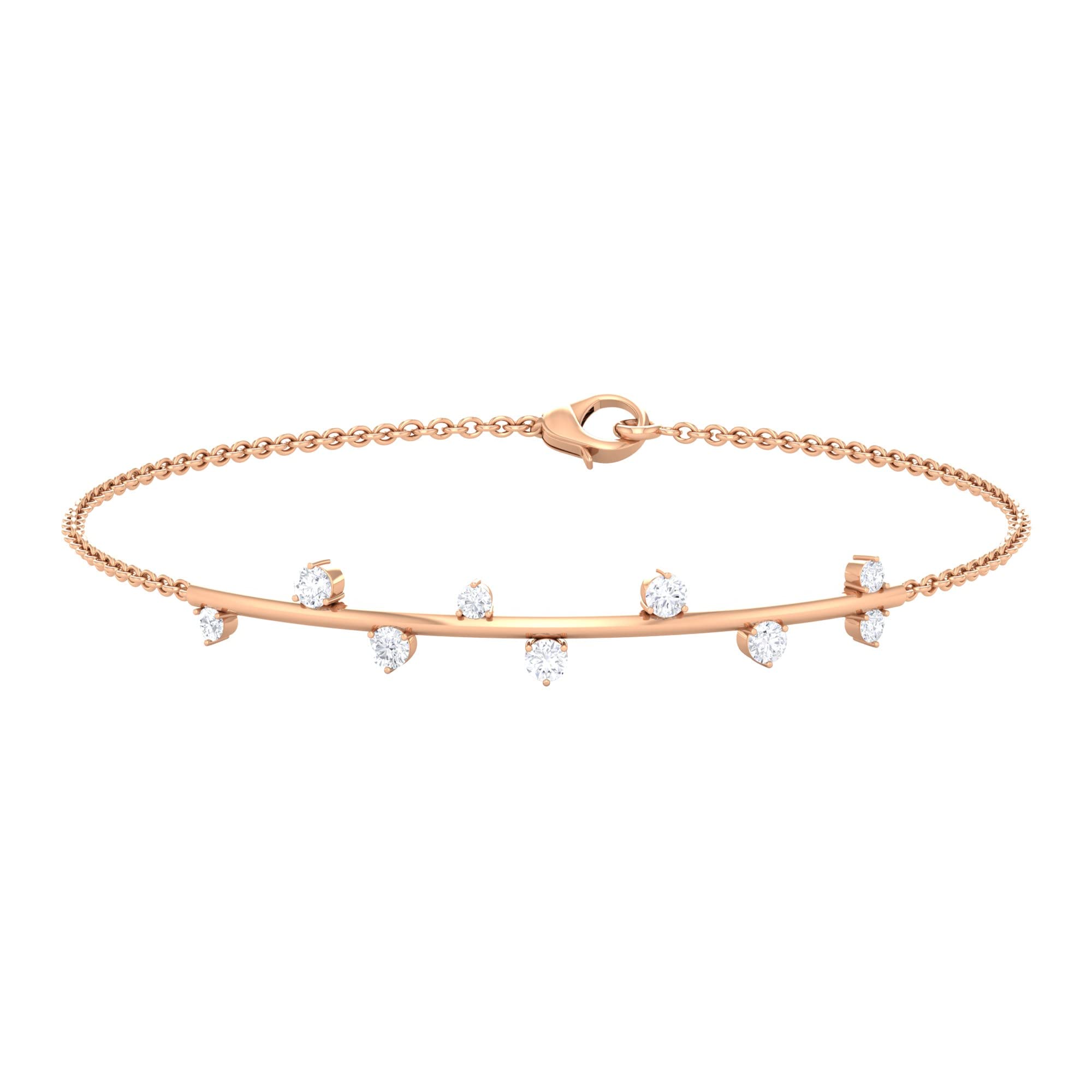 1/2 CT Moissanite Bar Bracelet for Women - 14K Solid Gold Lobster Clasp Bracelet | Elegant Jewelry Gift for Anniversary, Wedding & Everyday Wear