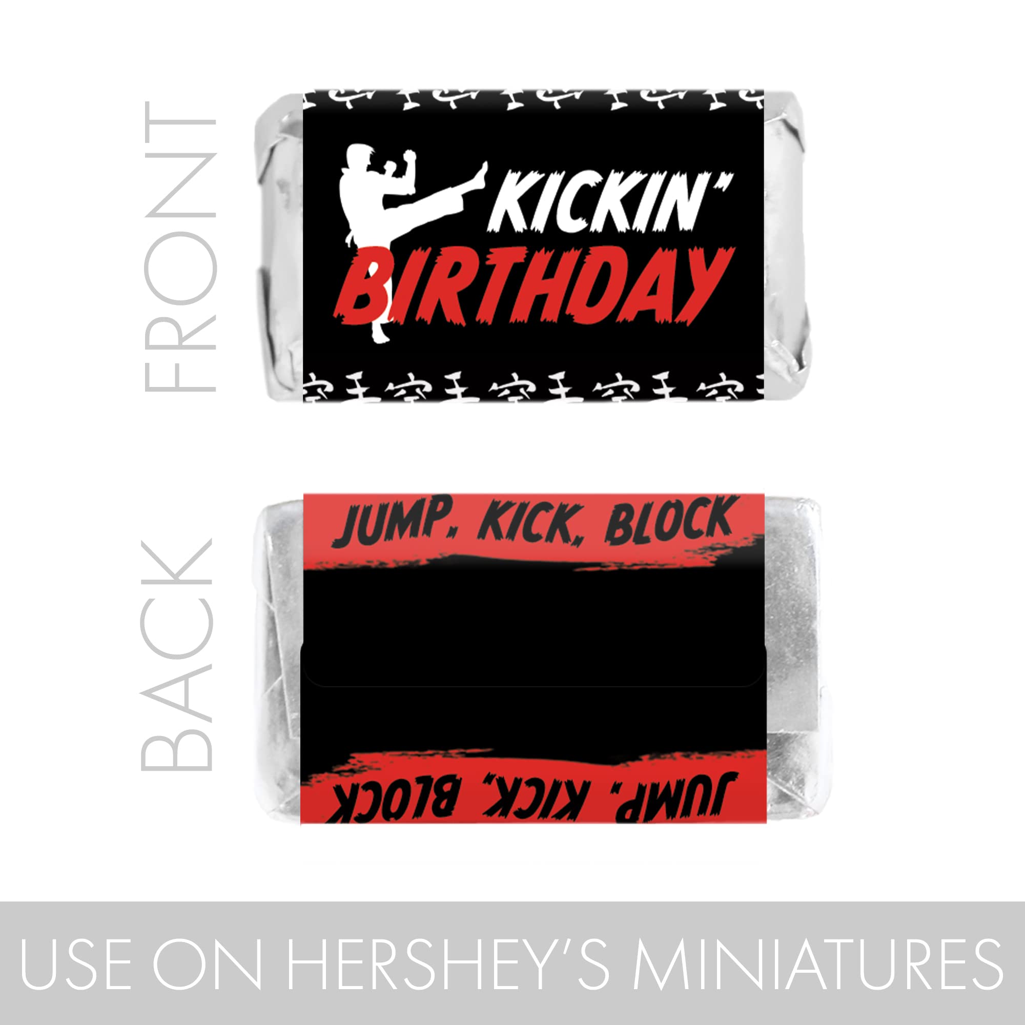 Karate Birthday Party Mini Candy Bar Labels - 45pcs Martial Arts Themed Stickers for Party Decorations & Favors | Perfect for Dojo Celebrations, Kids Karate Parties & Ninja Themed Events