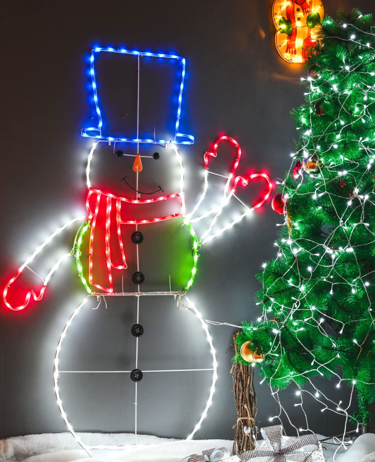 5FT 195 LED Snowman Light - Colorful Animated Christmas Decoration for Indoor Outdoor Yard, Home & Garden - Perfect for Holiday Parties, Festivals & Winter Decorations
