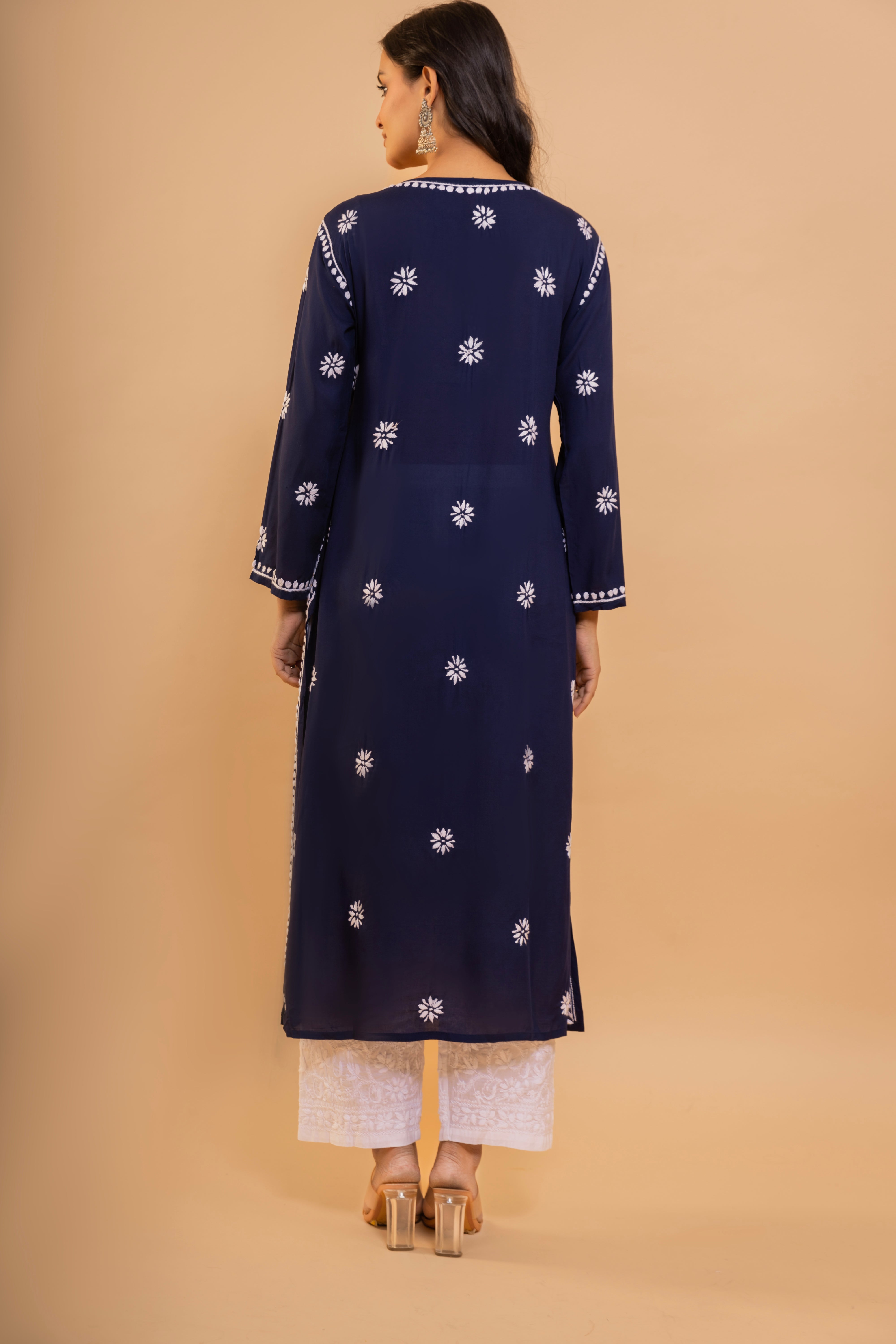 Blue Bliss Fizaa Chikankari Modal Cotton Kurta for Women | Elegant Indian Ethnic Wear | Perfect for Festivals, Weddings & Casual Outings