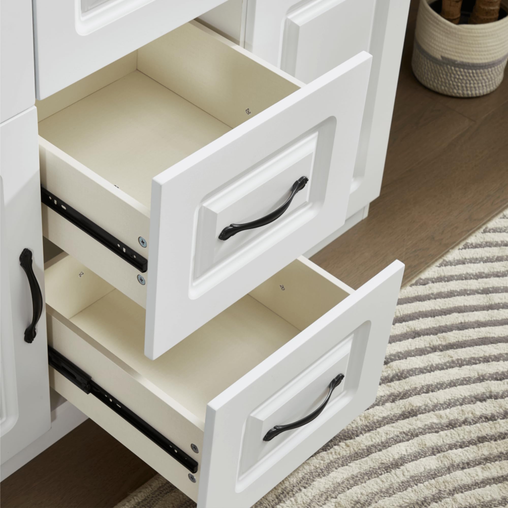 3-Door Wardrobe Closet - Large Freestanding Armoire Cabinet with Hanging Rod & Shelves, White Wooden Bedroom Storage Organizer (47.3
