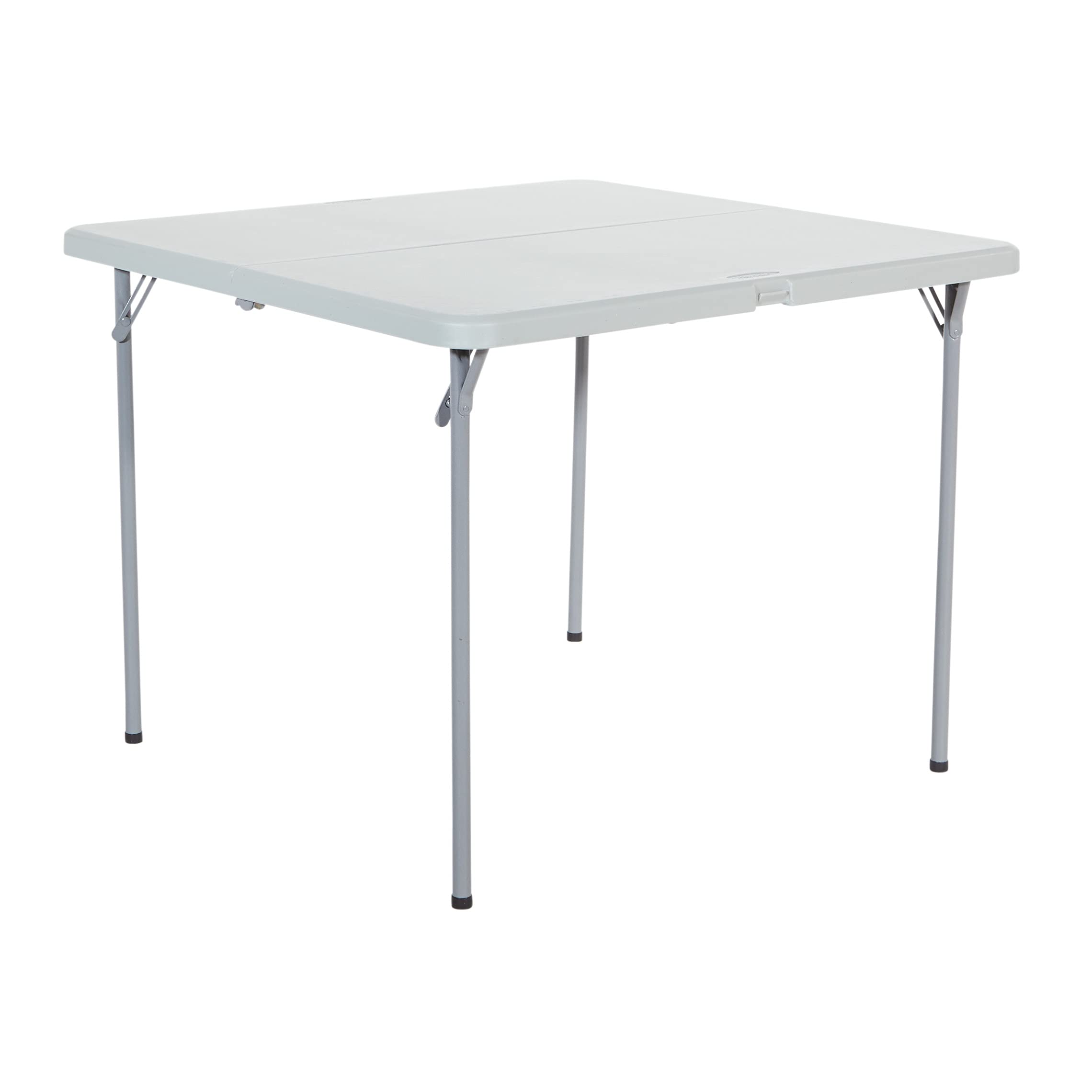 Office Star Resin 5-Piece Folding Square Table and Chair Set in Light Grey - Perfect for Outdoor Patio, Picnics, and Small Space Dining