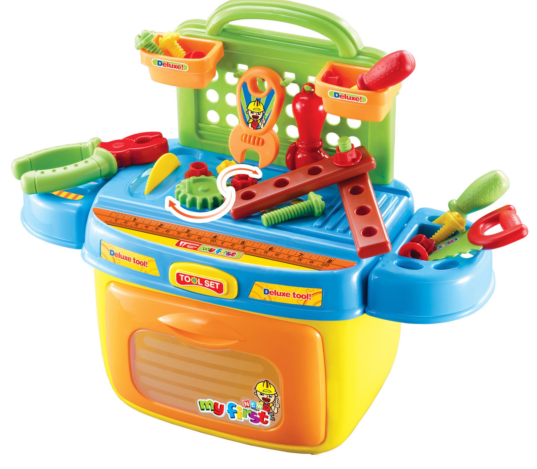 My First Portable Tool Box Play Set - Kids Pretend Play Construction Toy for Toddlers & Preschoolers - Perfect for Indoor & Outdoor DIY Fun