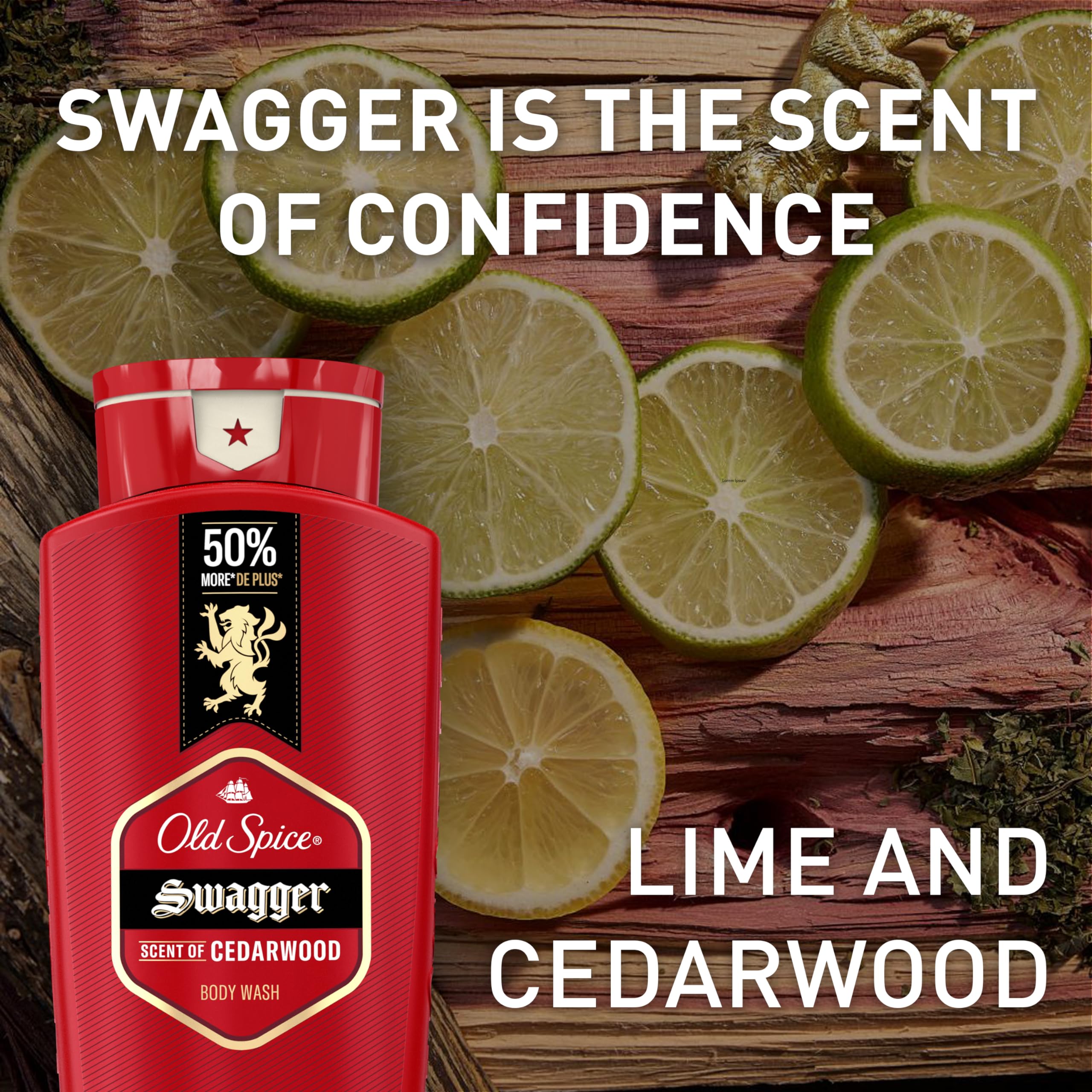 Old Spice Men's Body Wash - 24/7 Shower Fresh with Long-Lasting Cedarwood Scent, Swagger Red Collection, 24 fl oz (Pack of 2) - Refreshing Daily Shower Gel for Gym, Work & Active Lifestyle