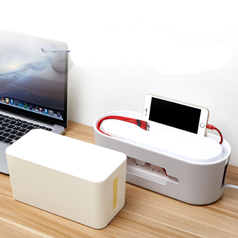 Cable Management Box - Hide Power Strips & Organize Loose Wires for TV, Home Office, Computer Desk & Entertainment Center - Cord Organizer for Neat Workspace & Media Setup