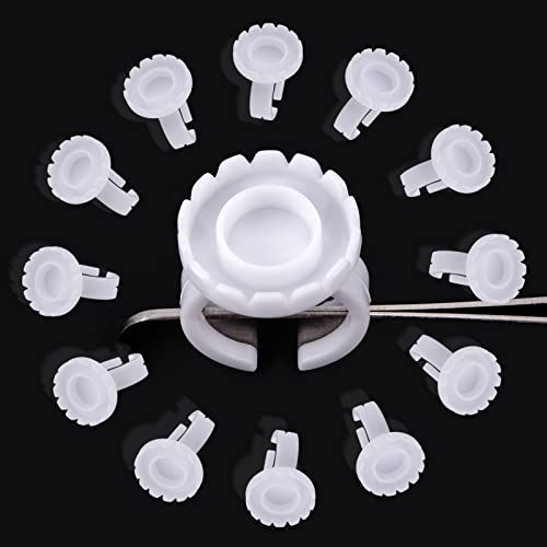 BEYELIAN Eyelash Extension Glue Rings - Disposable Plastic Lash Glue Holder for Volume Fan Blooming (50 PCS) | Secure Fit for Tweezers, Smart Glue Cups & Fanning Tools | Perfect for Salon Professionals & DIY Lash Artists