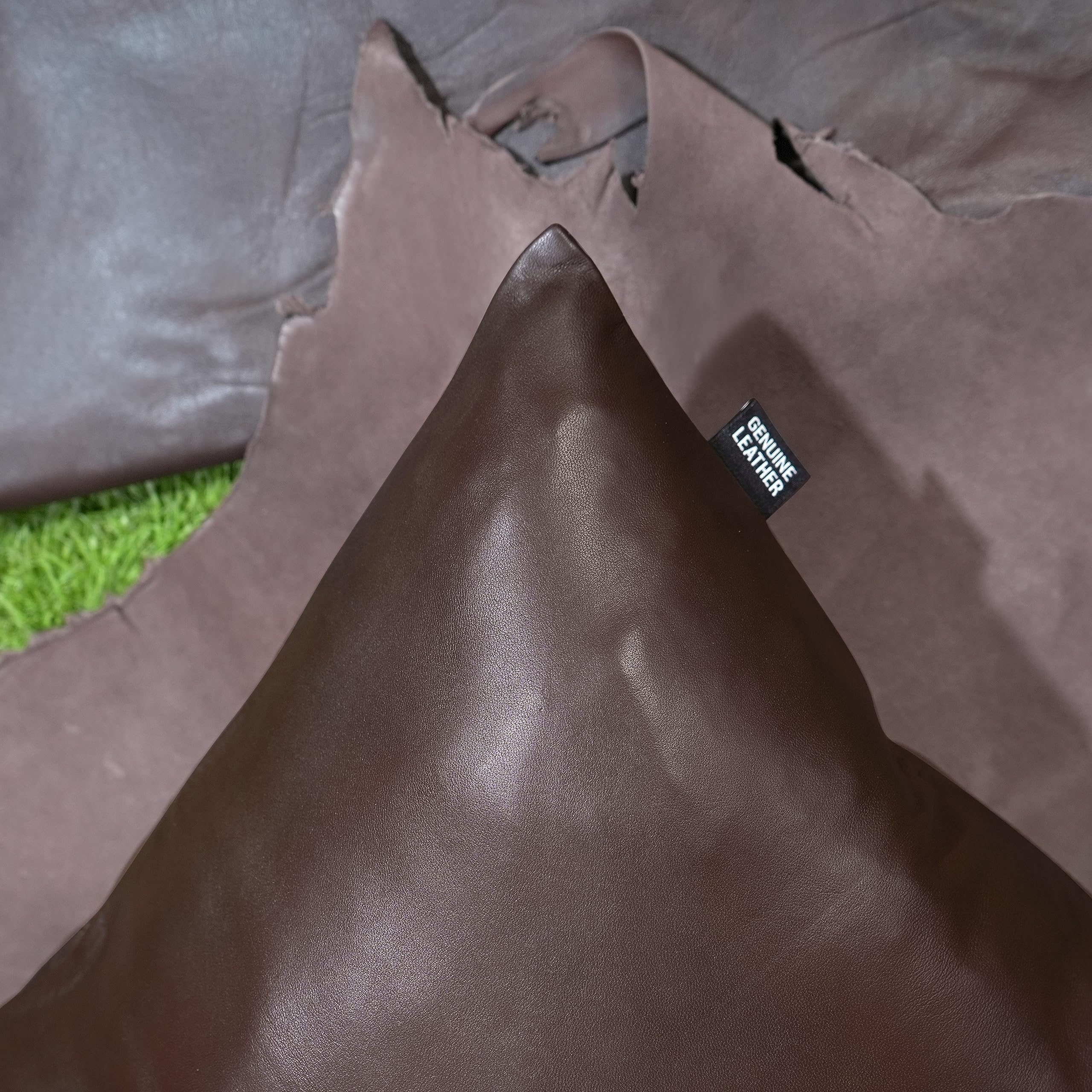 Premium Lambskin Leather Pillow Cover - 22x22 Inch Sofa Cushion Case - Luxury Decorative Throw Covers for Living Room, Bedroom - Dark Brown (Pack of 2) - Perfect for Home Decor, Cozy Sofa & Accent Pillows