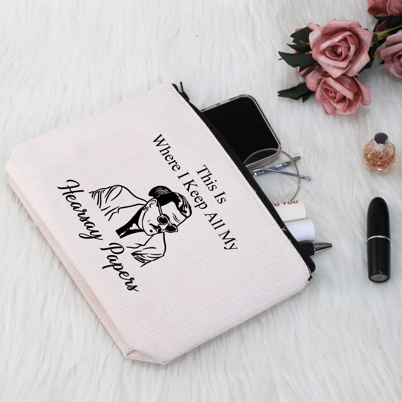 G2TUP Johnny Fan Makeup Bag - This Is Where I Keep All My Hearsay Papers Cosmetic Pouch for Women, Travel Zipper Toiletry Bag (White) - Perfect Gift for Johnny Fans, Concert Essentials & Travel Accessories