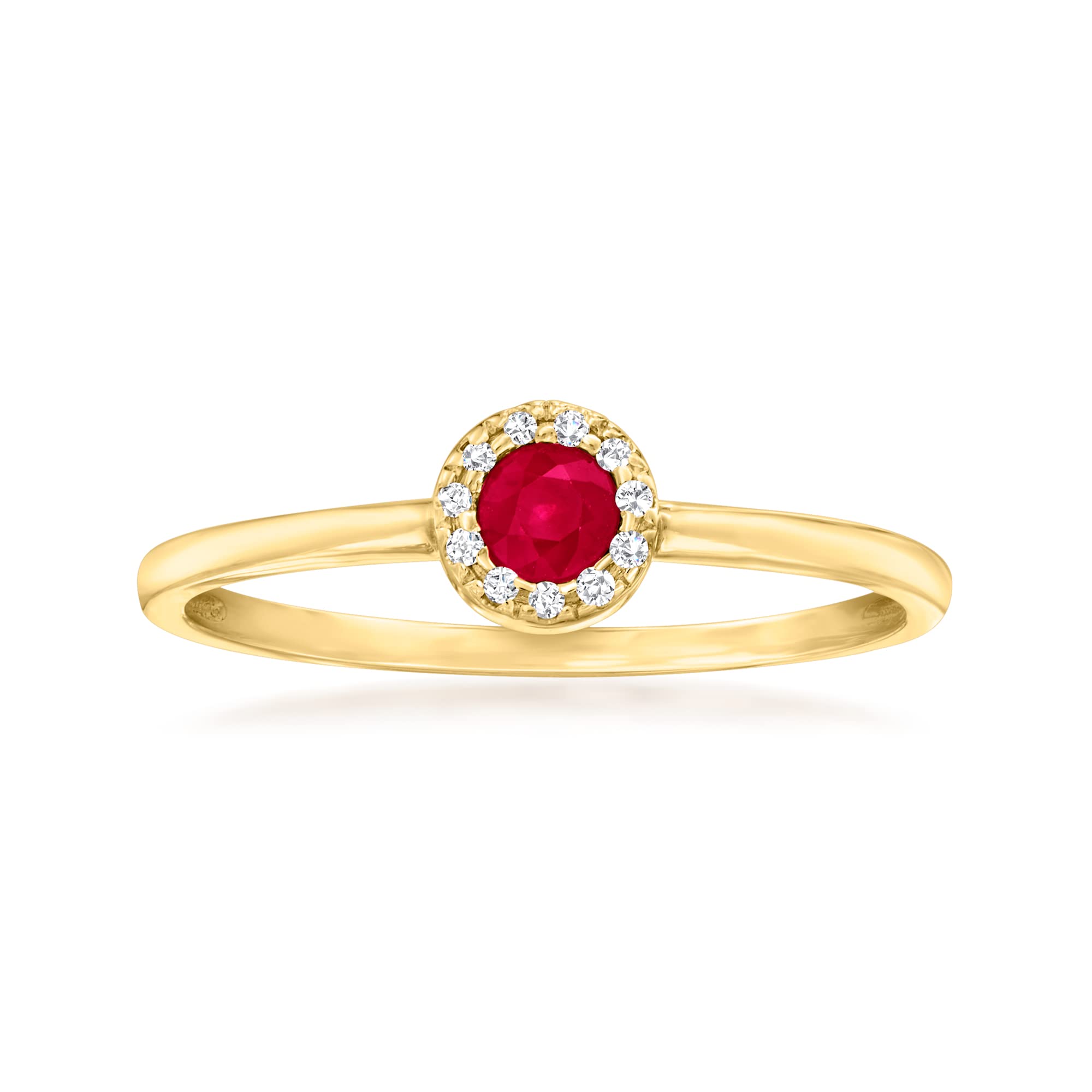 RS Pure by Ross-Simons 14K Yellow Gold Ruby and Diamond Accent Ring (0.10 Carat) - Elegant Gift for Anniversary, Valentine's Day or Special Occasion Jewelry