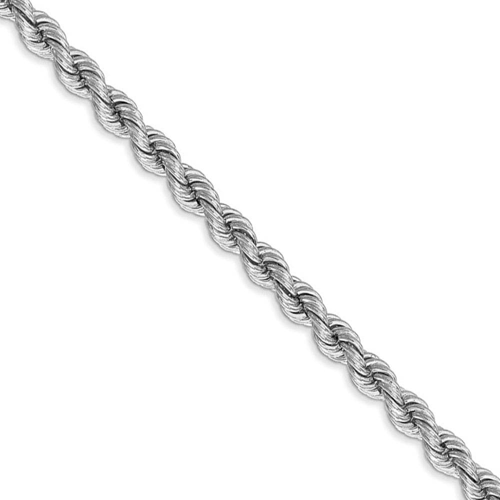 The Black Bow 4mm 14k White Gold Handmade Solid Rope Chain Necklace - Perfect for Elegant Evening Wear and Special Occasions