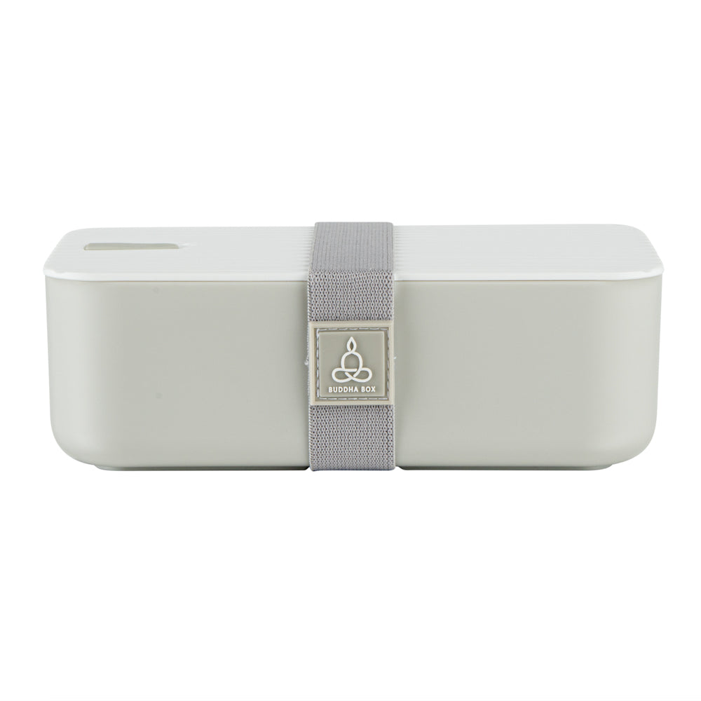 Bento Tek 34oz Gray Buddha Box Lunch Container with White Lid - 7.5