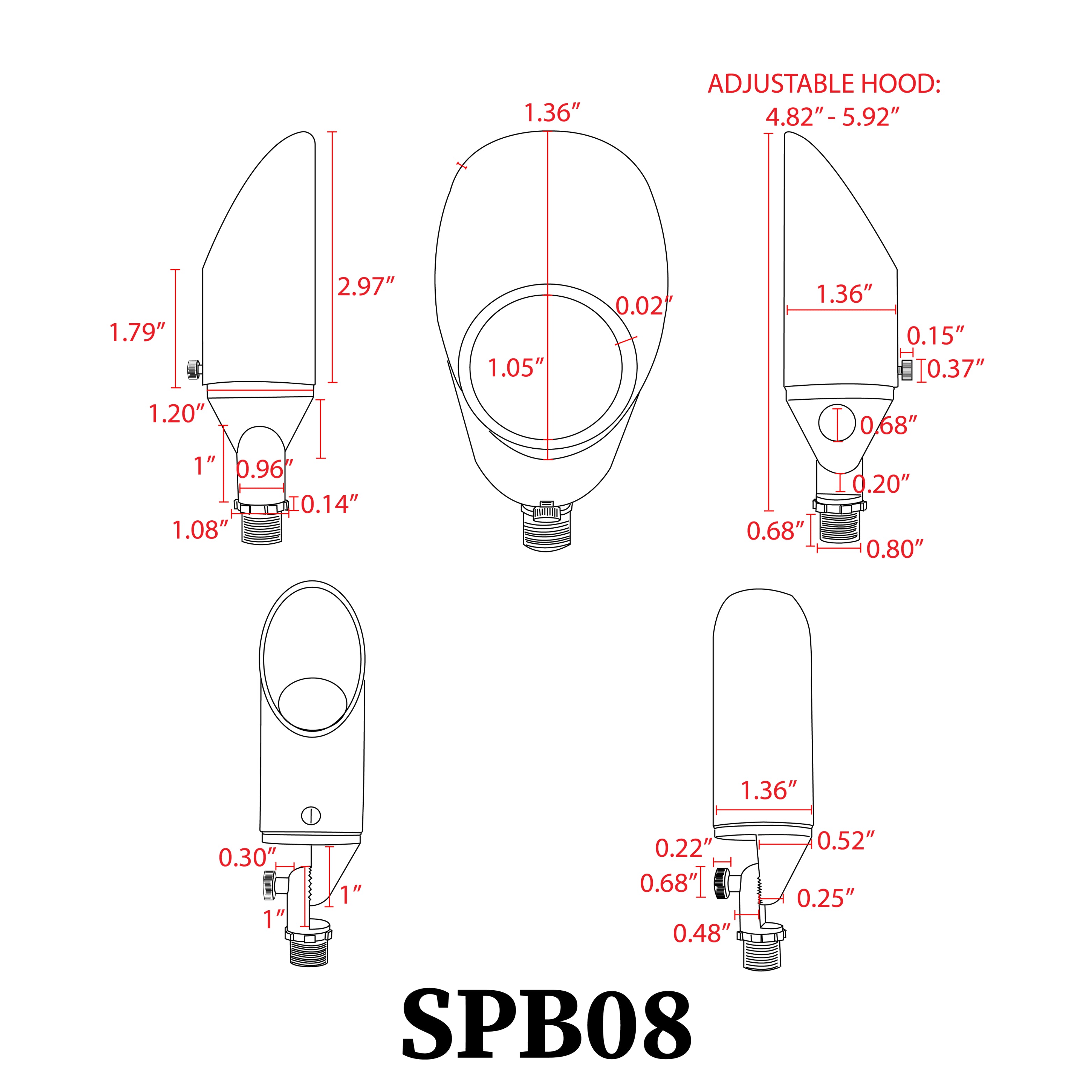 SPB08 4x/8x/12x Pack 5W 3000K Warm White Integrated LED Spotlight Bullet Light - Low Voltage Outdoor Landscape Lighting for Garden, Pathway & Patio