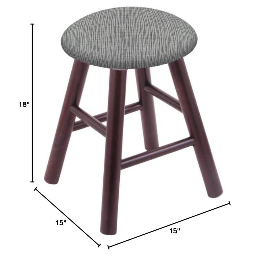 Dark Cherry Maple Vanity Stool with Graph Alpine Seat - Elegant Makeup Stool for Bedroom, Dressing Room & Boudoir
