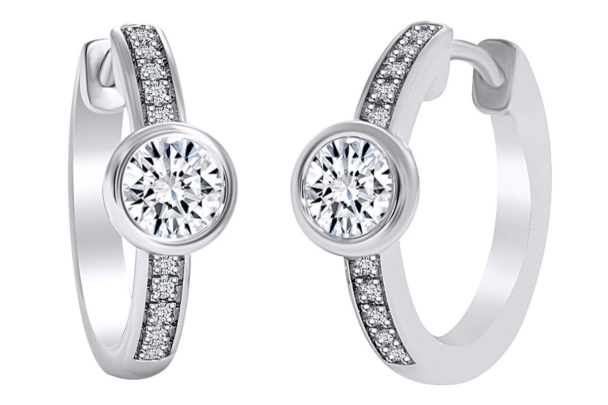 0.46 Carat (cttw) Round White Natural Diamond Solitaire Hoop Earrings for Women - Elegant Everyday Jewelry & Perfect Gift for Anniversary, Wedding, Birthday