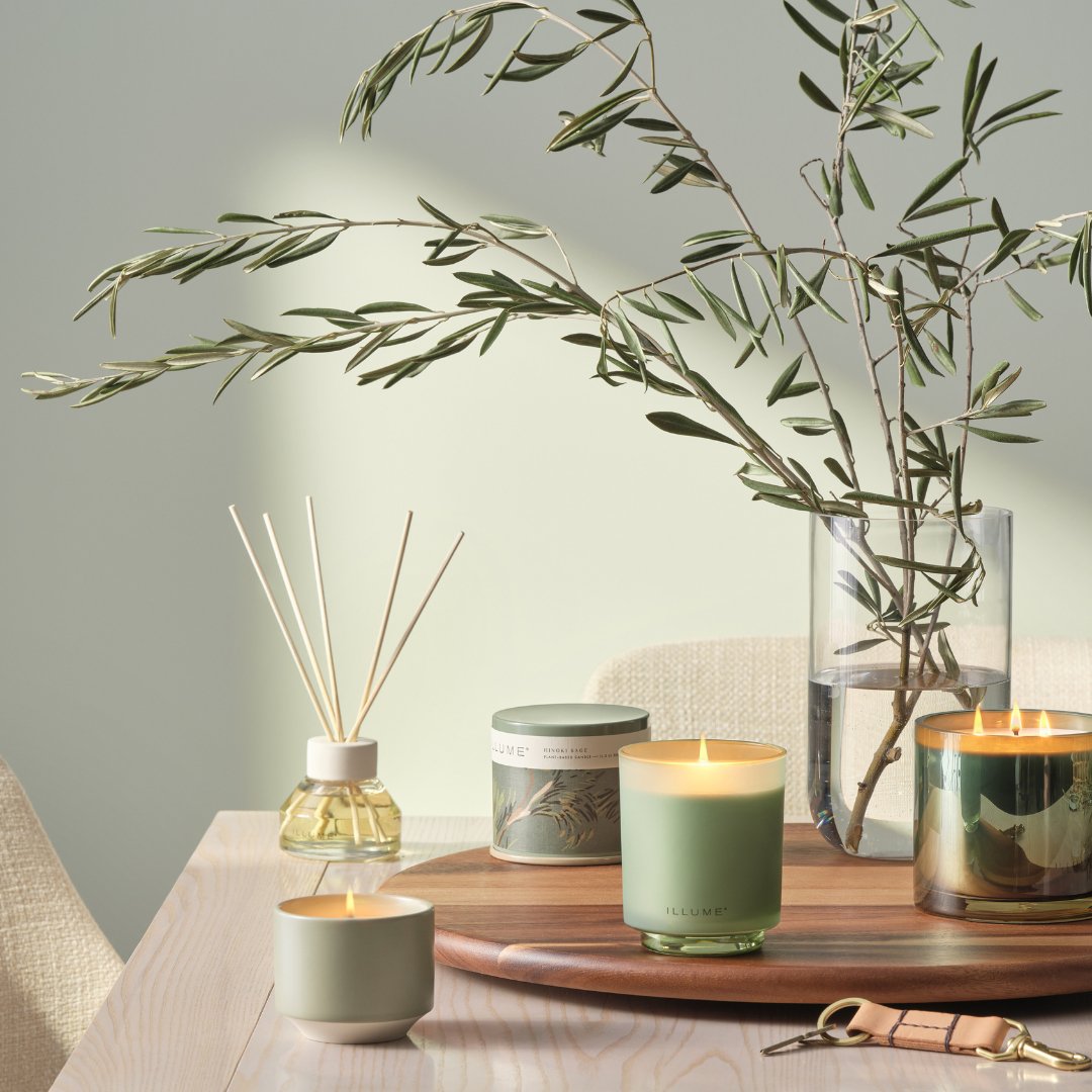 Hinoki Sage Baltic Glass Candle - Natural Aromatherapy Soy Wax Candle for Relaxation, Meditation & Home Decor
