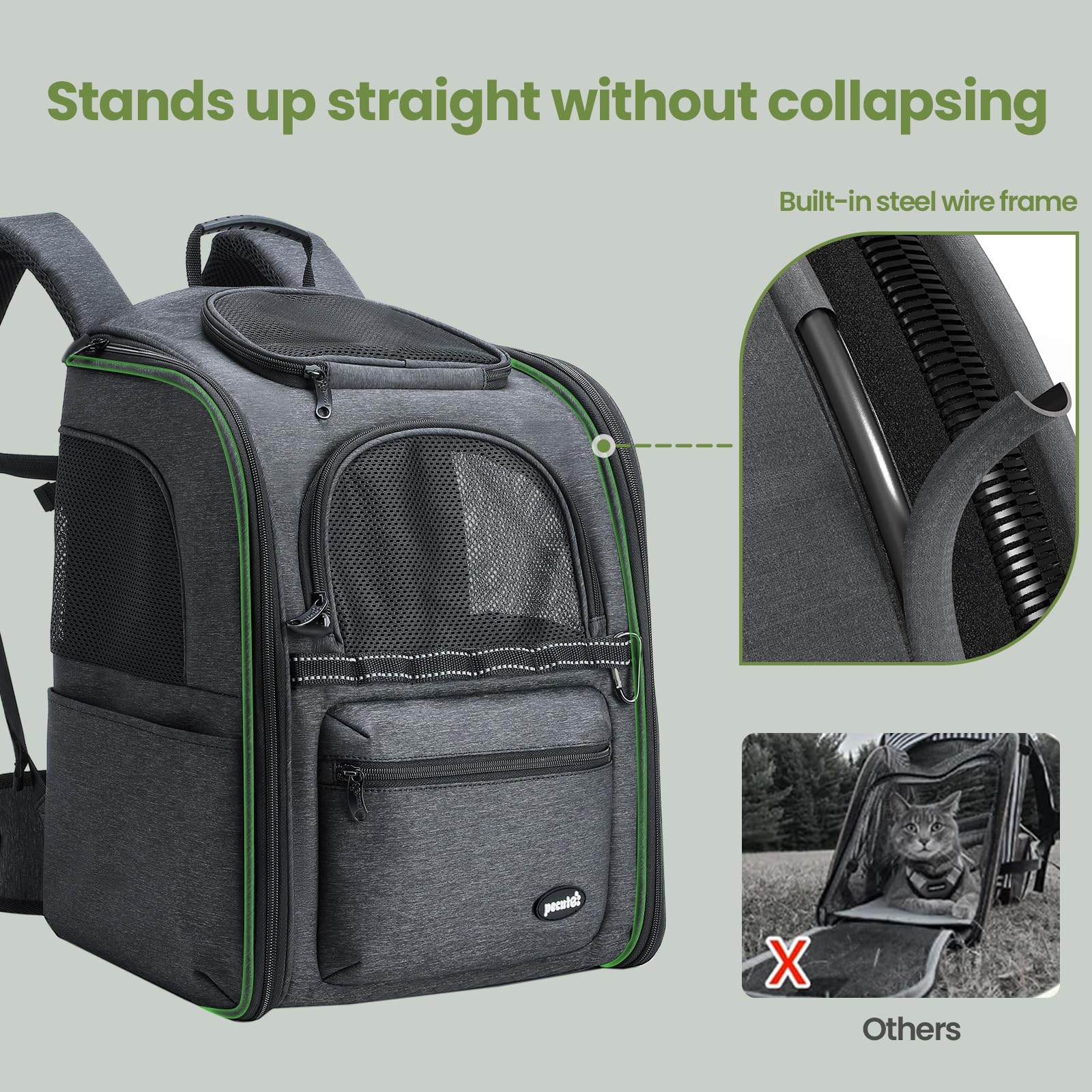 Pecute Foldable Cat Backpack Carrier - Lightweight & Ergonomic Pet Travel Backpack for Small Dogs & Cats - Perfect for Hiking, Vet Visits & Outdoor Adventures