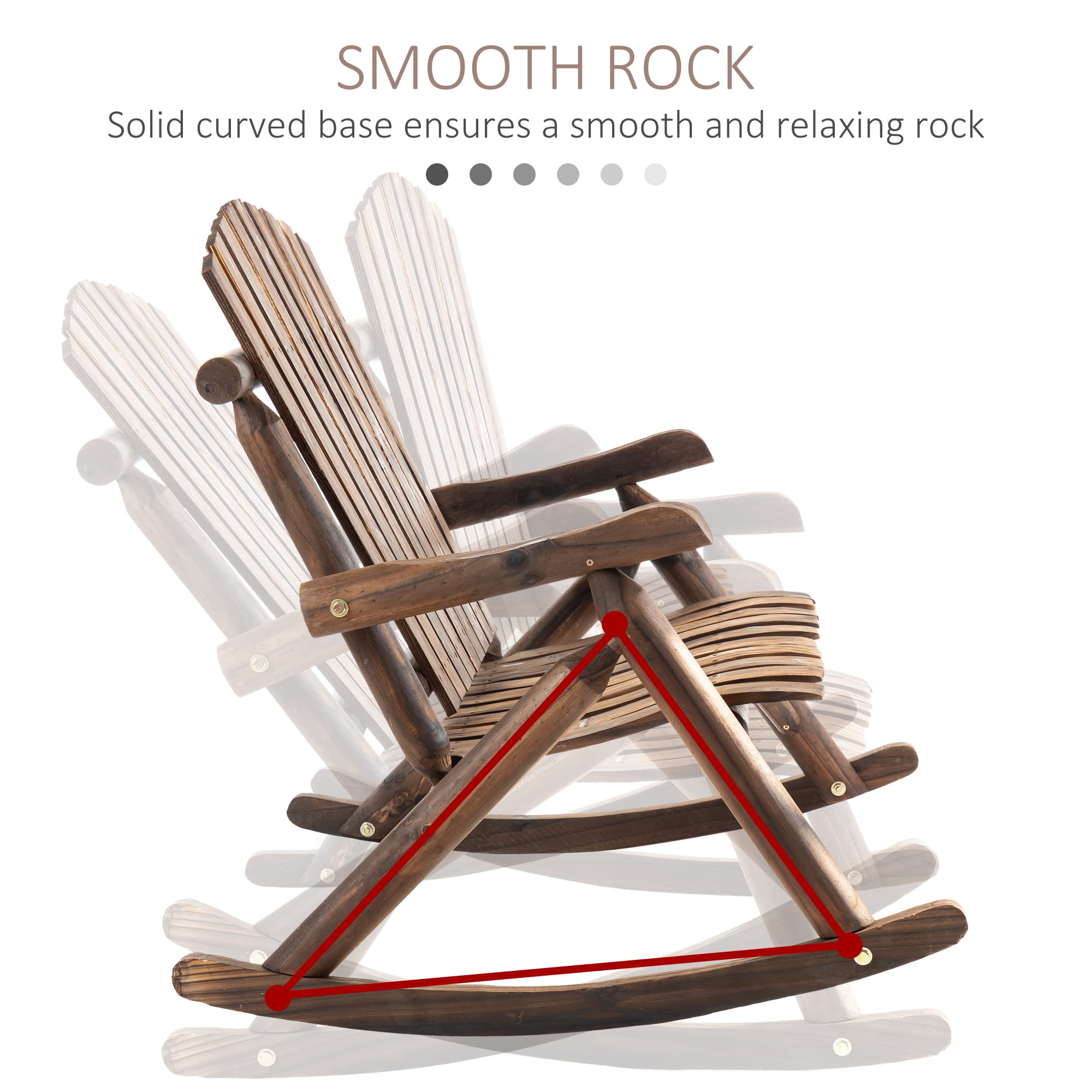 Outsunny Double-Person Outdoor Wooden Rocking Chair - Rustic High Back Adirondack Patio Chair with Slatted Seat & Backrest - Perfect for Backyard, Garden, Porch & Indoor Relaxation - Carbonized Finish for Durability