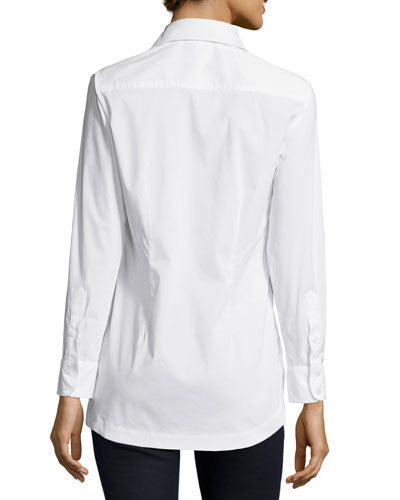 Joey Button Down Silky Black Poplin Blouse for Women | Elegant Office Wear & Casual Outfits | Perfect for Work, Dates, and Special Occasions