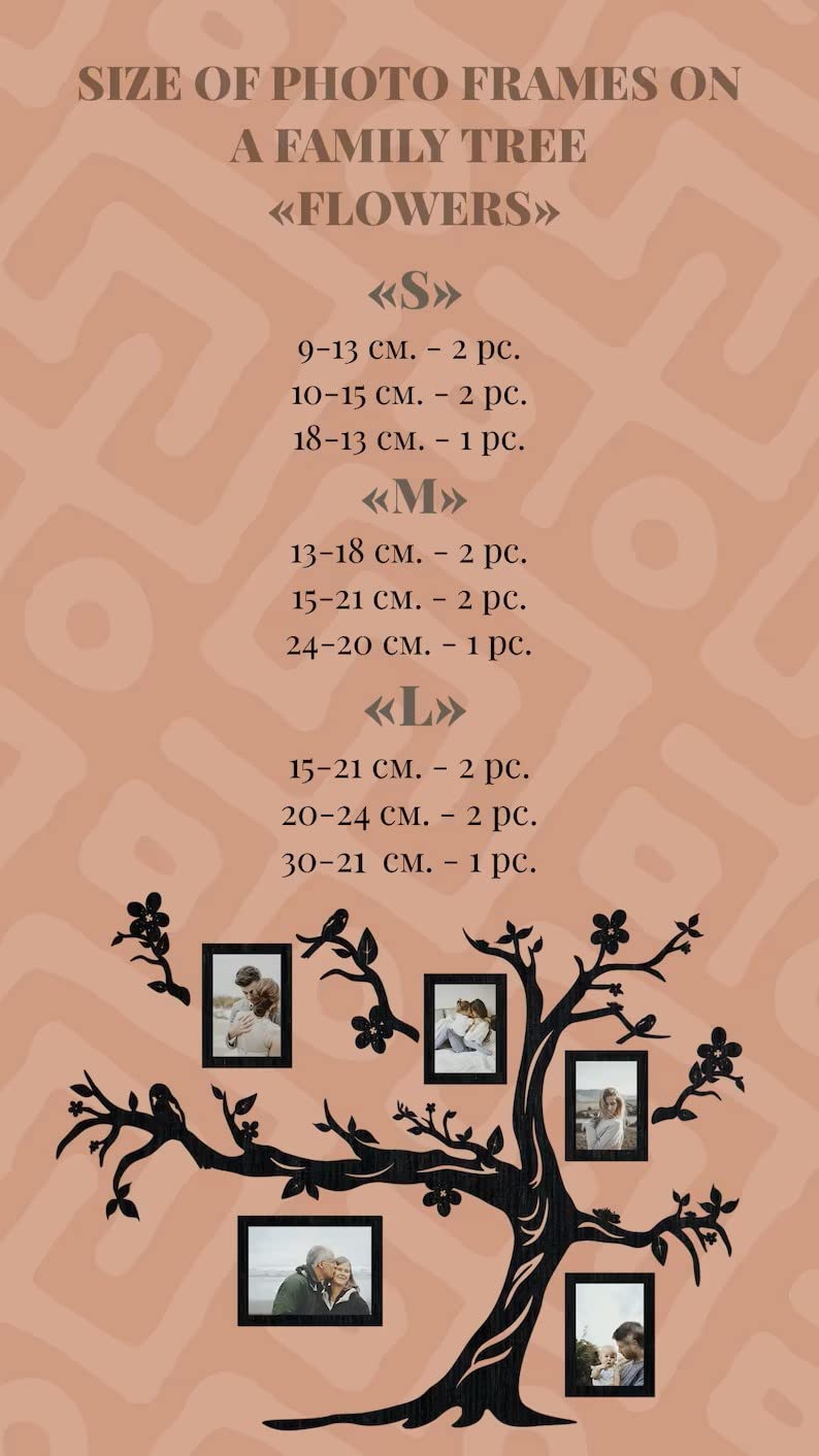 78x61 Inch Personalized Collage Wooden Family Tree with Photo Frames - Custom Home Decor for Bedroom & Living Room - Light Walnut Wood Wall Art - Perfect for Family Reunions & Housewarming Gifts