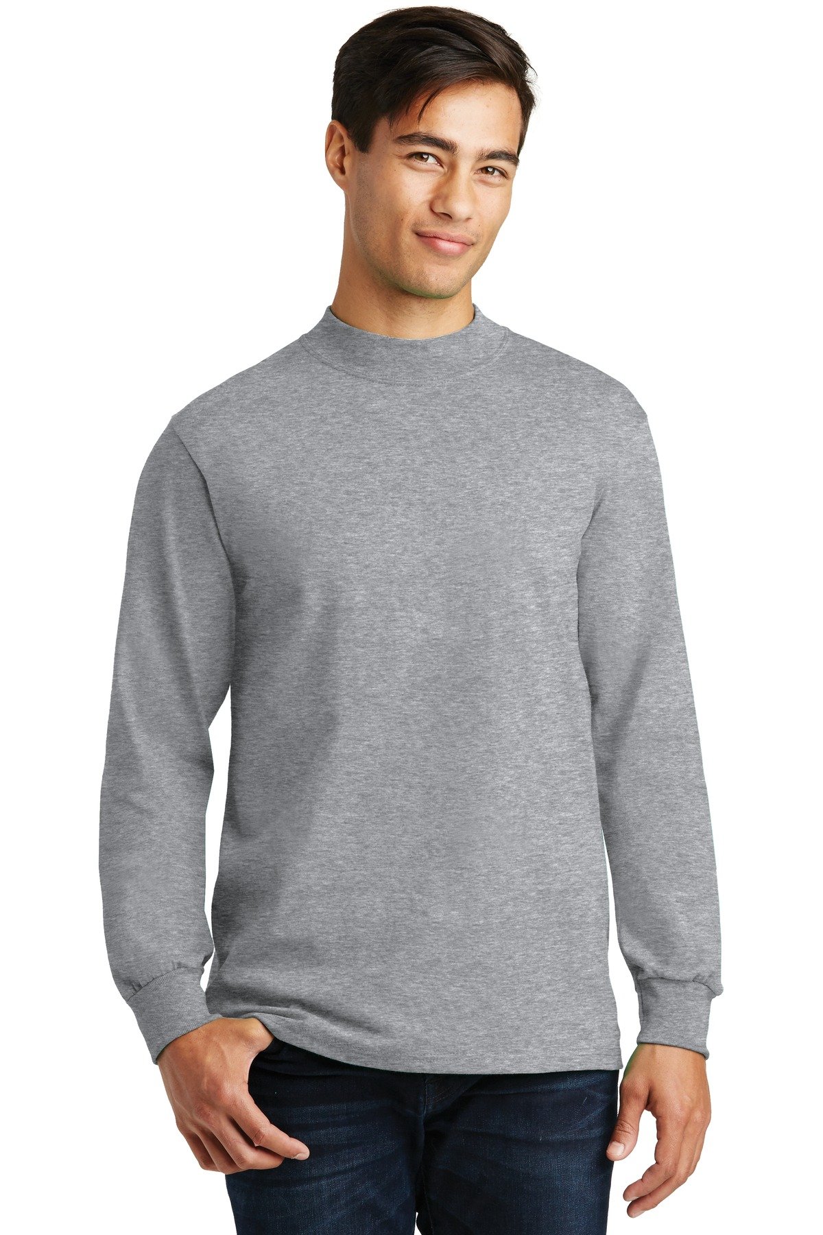 Port & Company PC61M Women's Mock Turtleneck Long Sleeve Shirt - Soft Cotton Blend for Casual Wear, Work & Layering