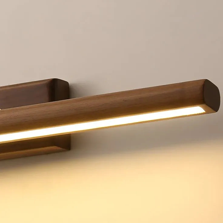 Natural Wooden Long Strip Bathroom Wall Lights - Modern LED Vanity Mirror Lighting for Spa, Makeup, and Relaxation