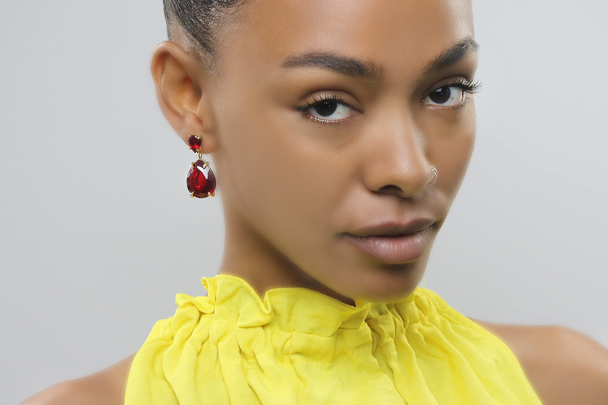14K Rose Gold Garnet Earrings | Teardrop Semi-Precious Stone Dangle Earrings for Women | Elegant Bridal, Birthstone & Statement Jewelry | Perfect Gift for Wife, Mom, Sister | Ideal for Weddings, Anniversaries & Special Occasions