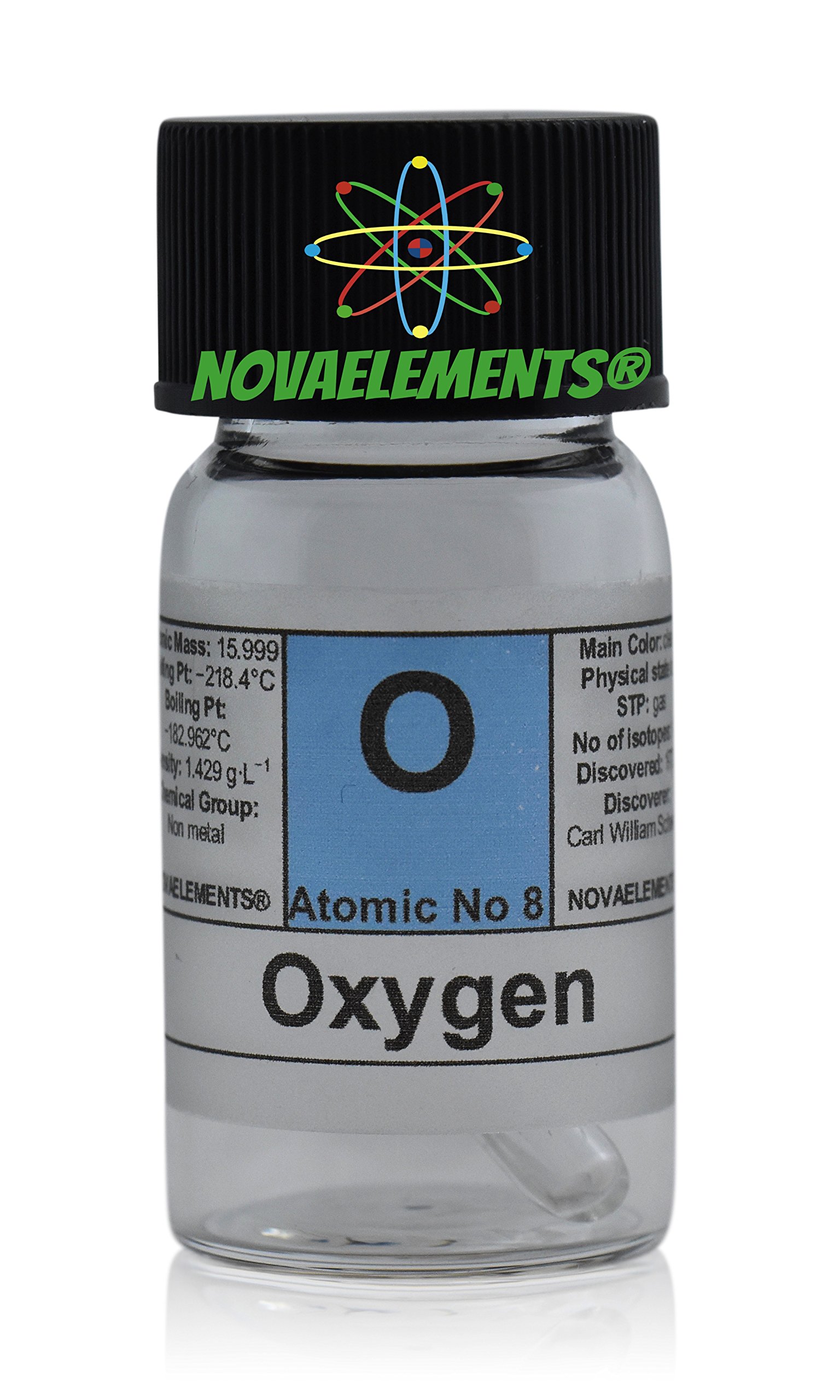 Pure Oxygen Element 8 O Gas - Rarefied Oxygen in Mini Glass Ampoule with Label | Lab Experiments, Scientific Research & Emergency Oxygen Supply