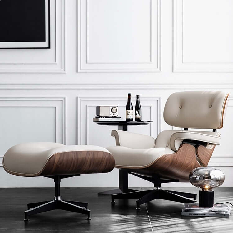 Premium Black/White Reclining Leather Office Chair - Adjustable Ergonomic Swivel Chair with Lumbar Support for Home Office, Gaming & Relaxation