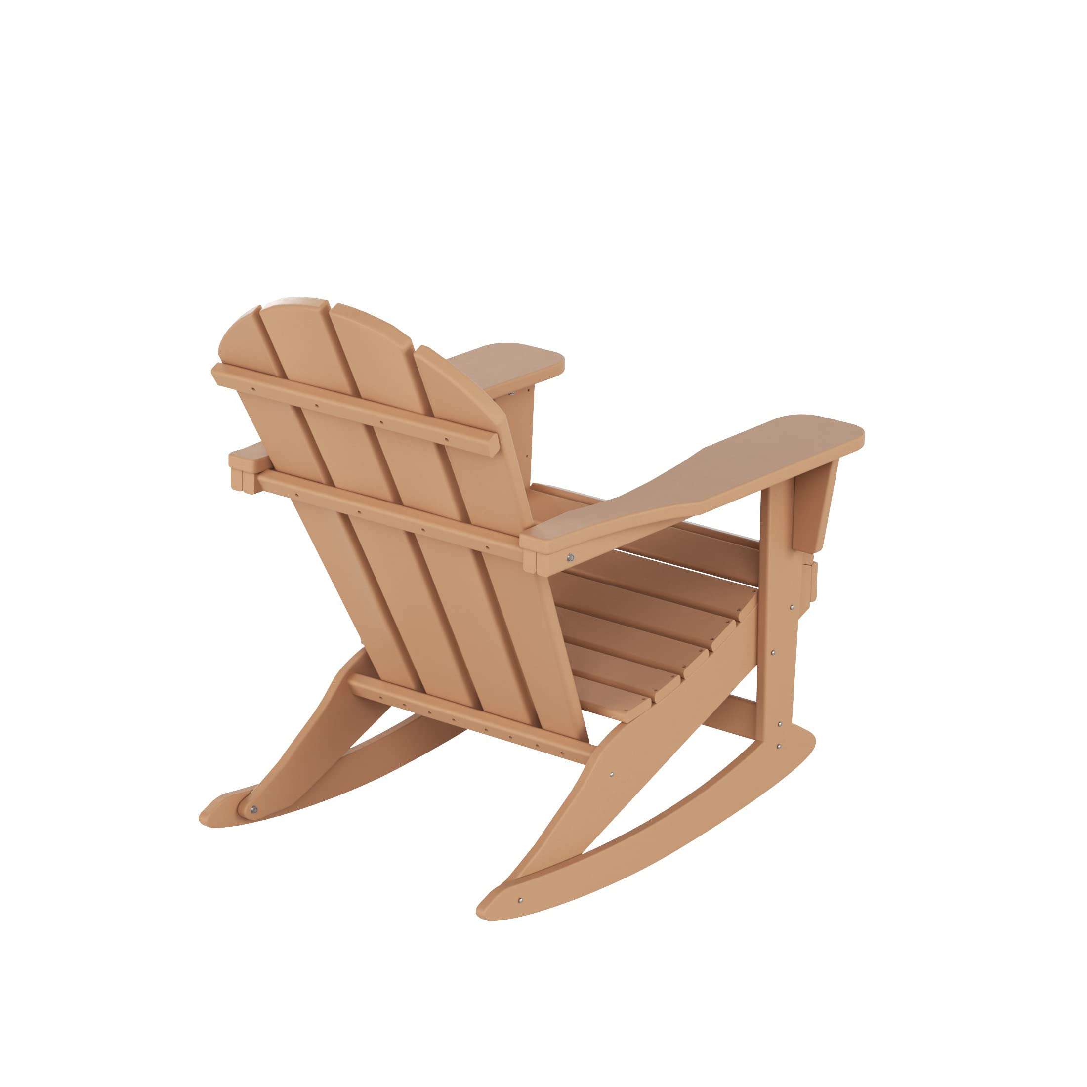 Premium HDPE Outdoor Rocking Chair - UV & Weather Resistant Patio Furniture for Garden, Deck, Poolside & Porch Relaxation (Teak Color)