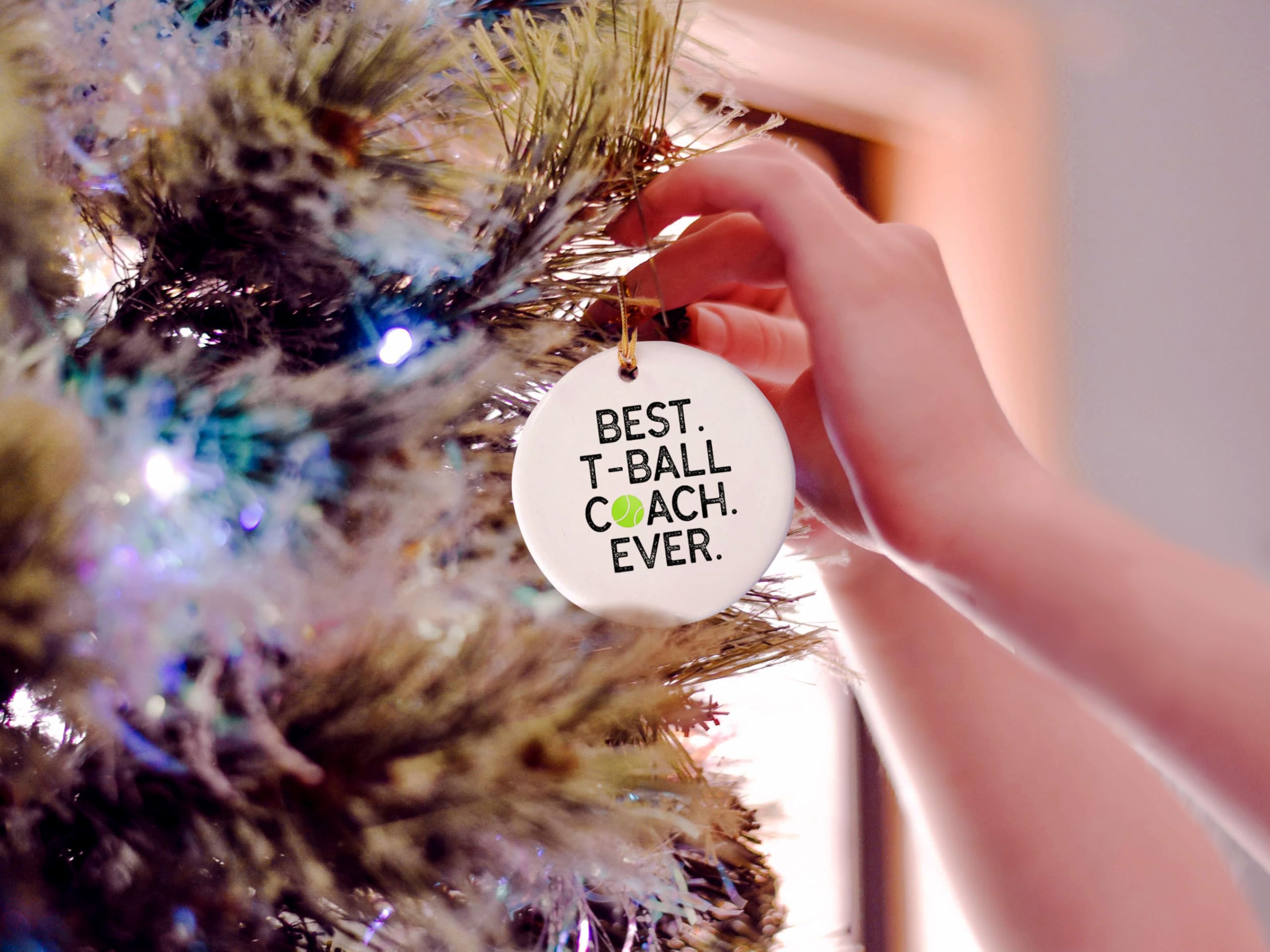 Tball Coach Ceramic Ornament - 3 Inch Christmas Tree Decoration - Personalized Sports Gift for Baseball Coaches - Perfect for Holiday Decor & Team Appreciation Gifts