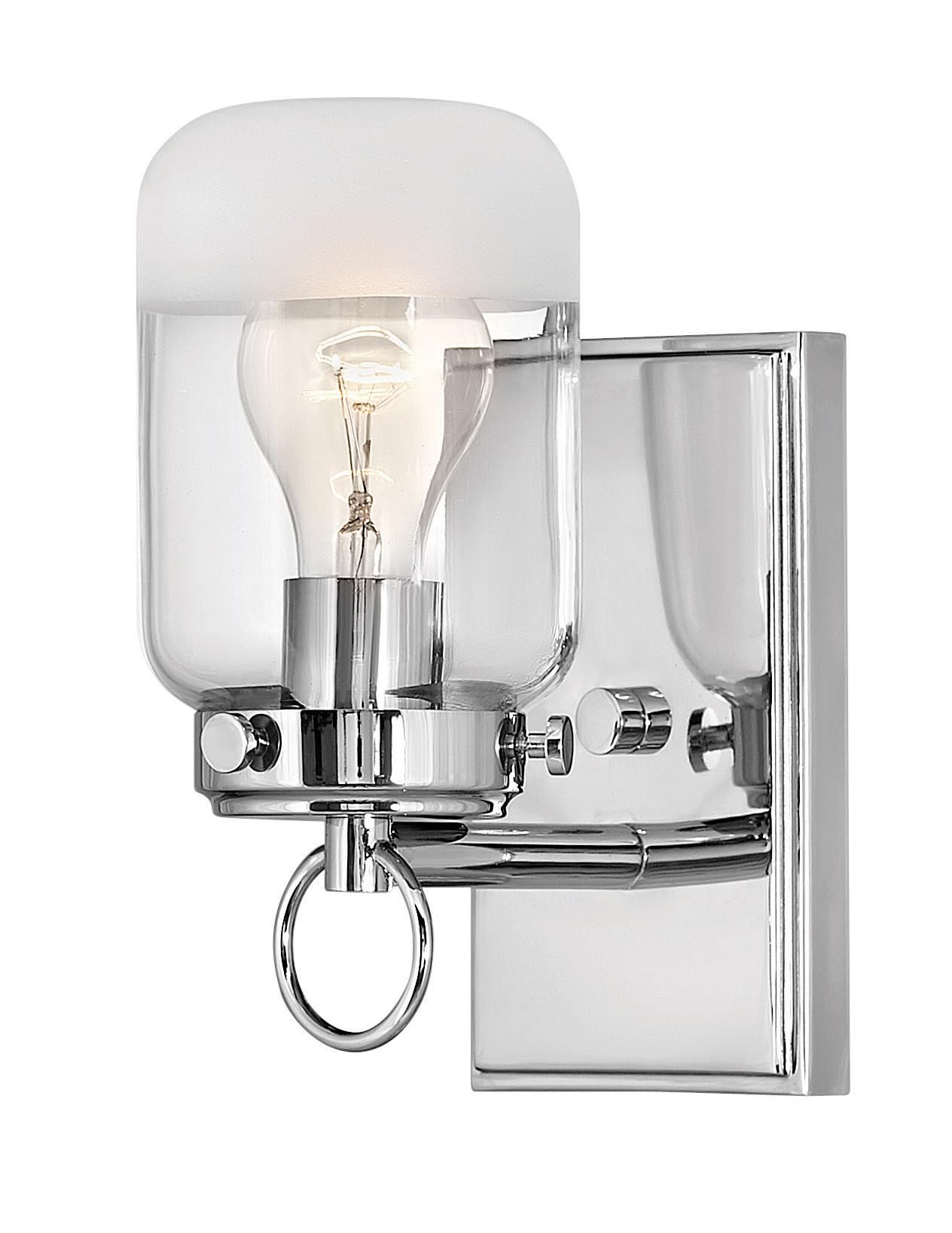Hinkley Penley Collection One Light Bathroom Vanity Fixture with Clear/Etched Glass in Polished Nickel - Elegant Lighting for Modern Bathrooms & Powder Rooms
