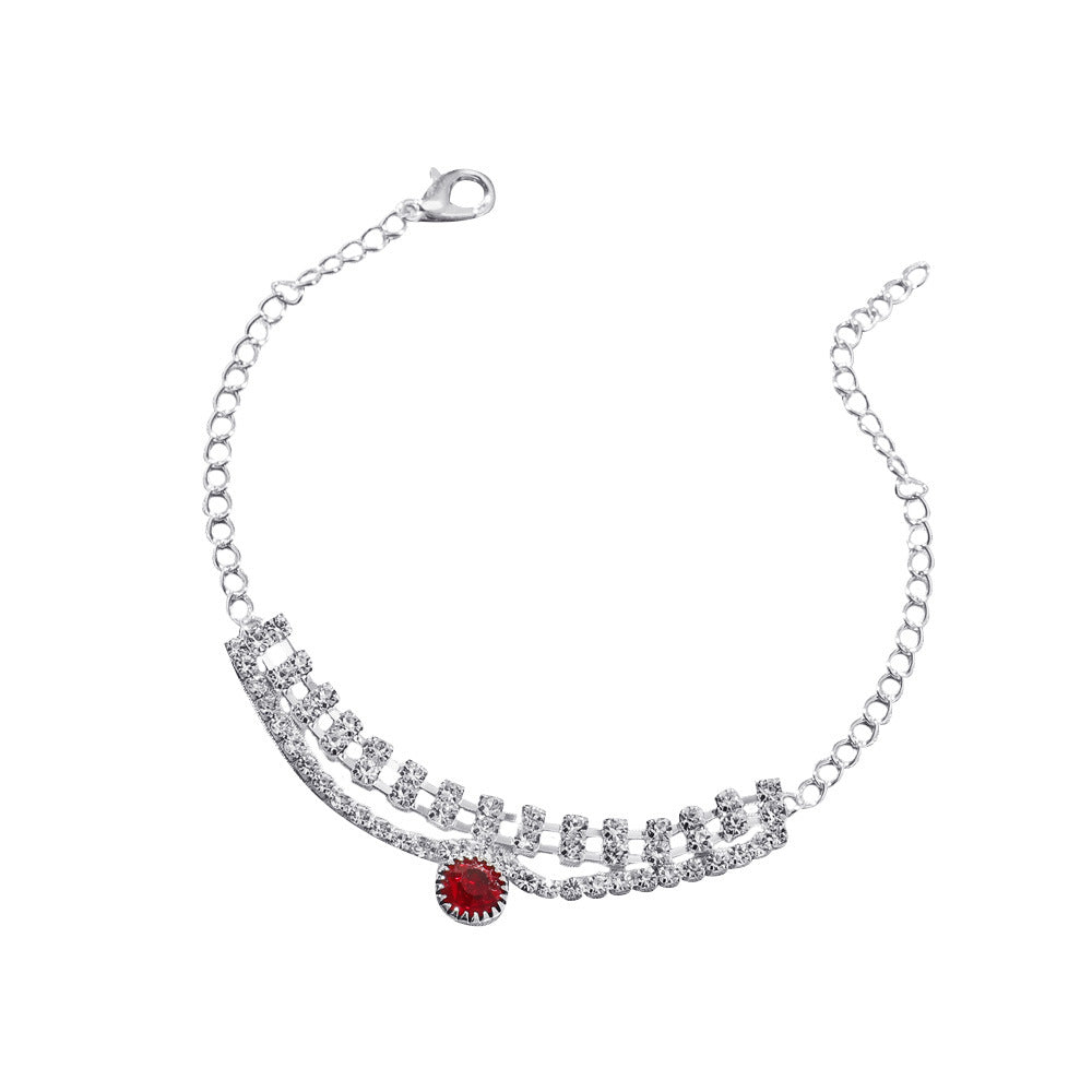 Sparkling Rhinestone Heart Pearl Anklet Chain Bracelet for Women - Elegant Adjustable Ankle Bracelet Jewelry Gift | Perfect for Weddings, Beach Parties & Summer Fashion (Style X2103)