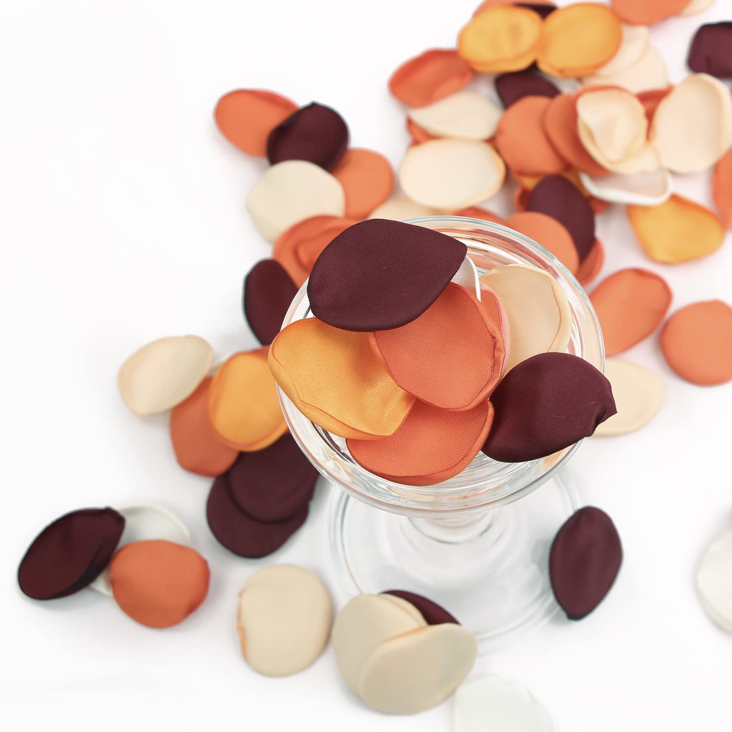 400pcs Burnt Orange Silk Rose Petals - Fall Wedding Decor, Artificial Flower Petals for Wedding Aisle, Flower Girl, Cake Decoration & Autumn Party Scatter