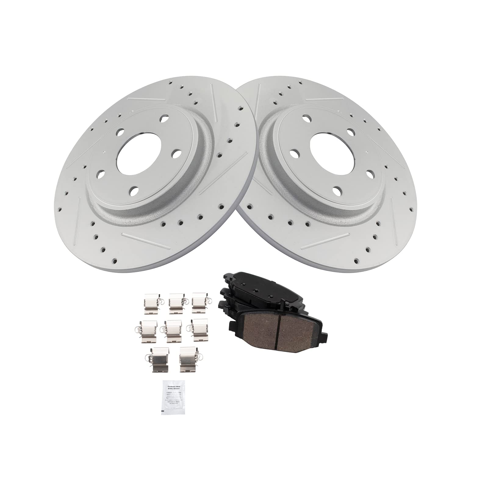 TRQ Rear Ceramic Brake Pads & Performance Rotor Kit - Premium Braking System for Cars, Trucks & SUVs - Perfect for Daily Commuting, Highway Driving & Performance Upgrades