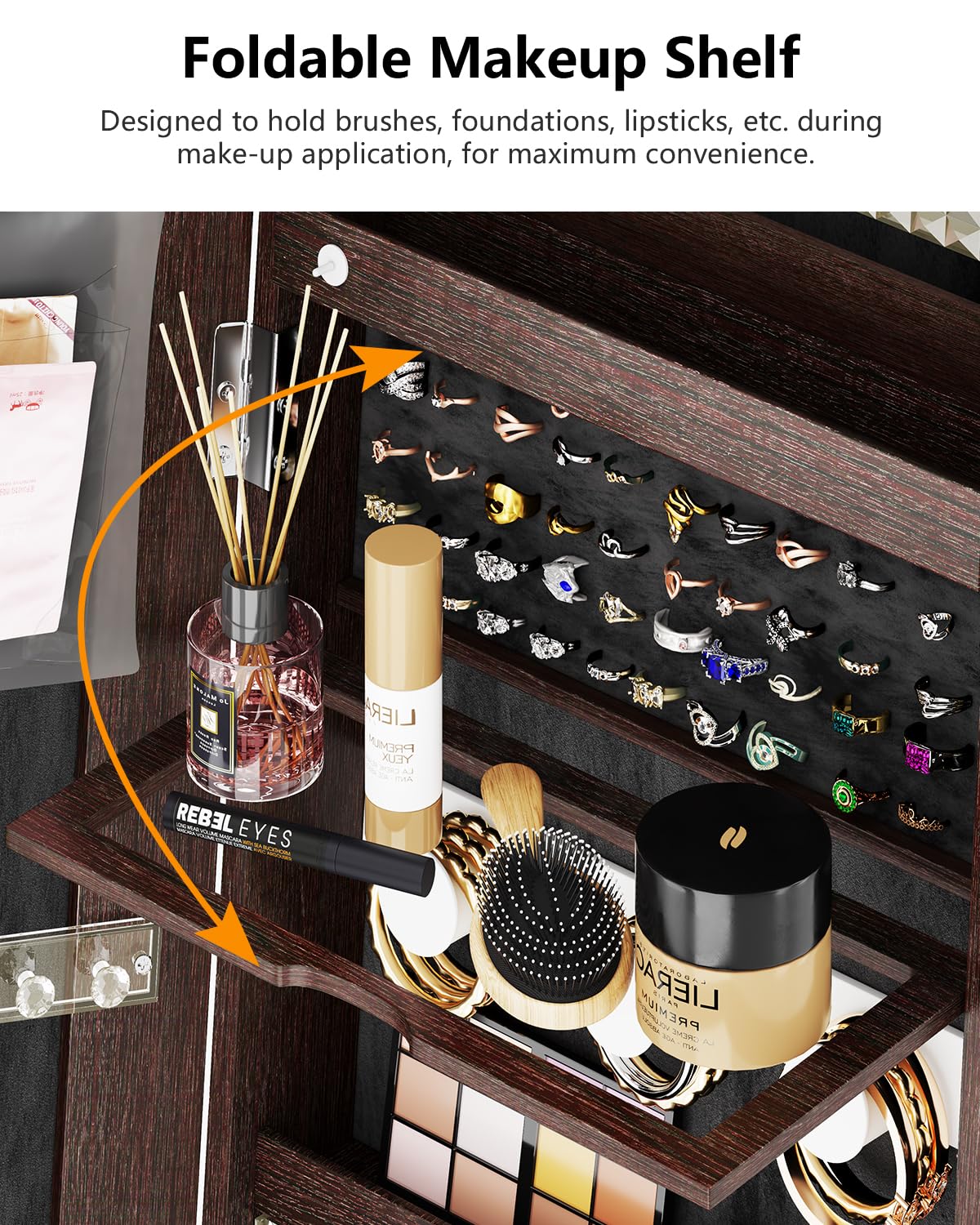 360° Rotating Jewelry Armoire Organizer with LED Lights - Lockable Standing Jewelry Cabinet for Necklaces, Rings & Earrings - Perfect Christmas Gift for Women, Brides & Home Decor (Brown) - Bedroom, Closet & Dressing Room Storage Solution