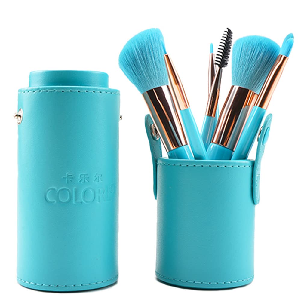 7-Piece Premium Synthetic Makeup Brush Set - Professional Kabuki Foundation, Powder, Blush, Eyeshadow & Eyebrow Brushes with Aluminum Ferrule & Wooden Handle - Ideal for Beginners & Makeup Artists - Perfect for Daily Makeup, Contouring & Concealer Application - Includes Travel Case