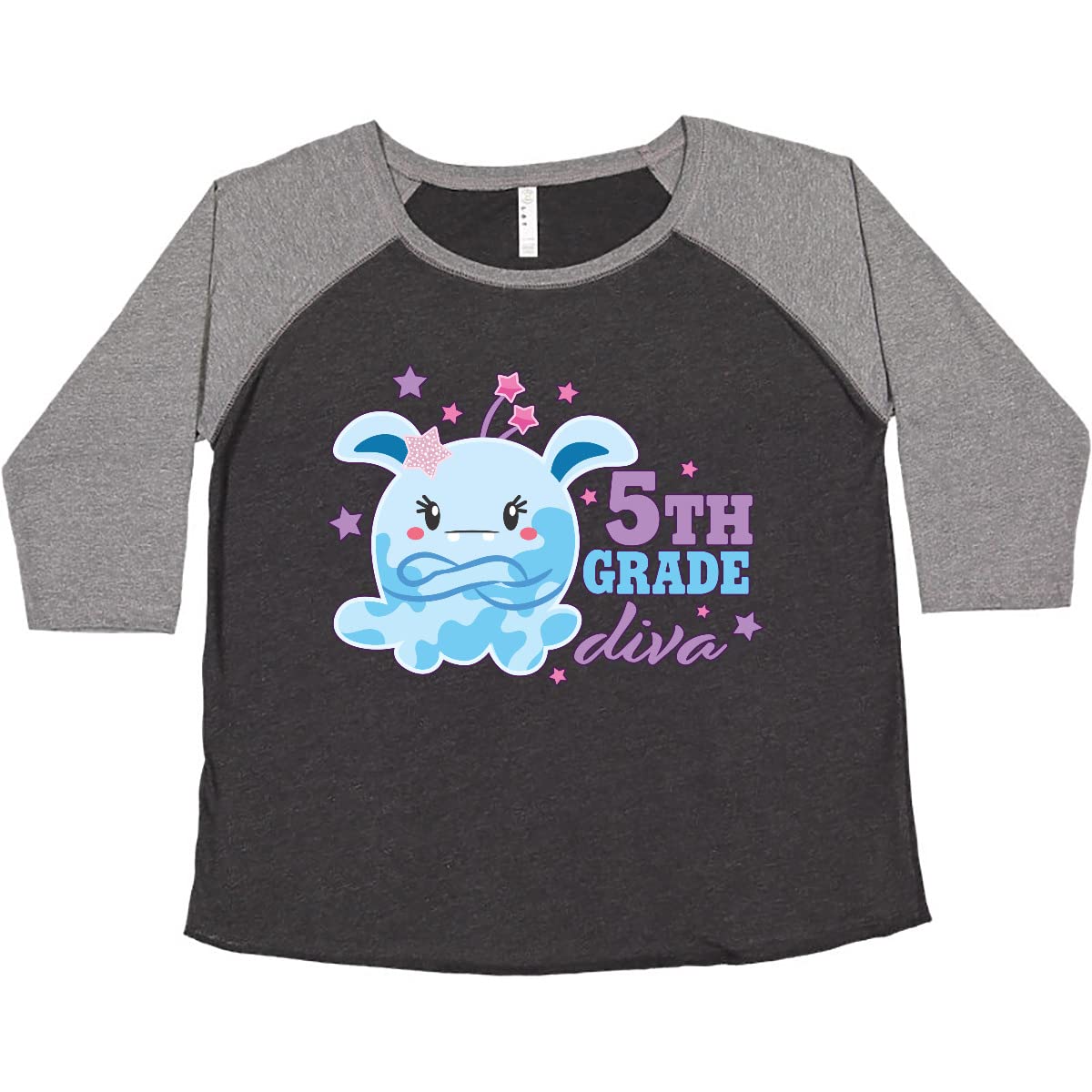 Inktastic 5th Grade Diva Cute Blue Monster Graphic Women's Plus Size T-Shirt - Fun Casual Wear for School, Parties & Everyday Outfits