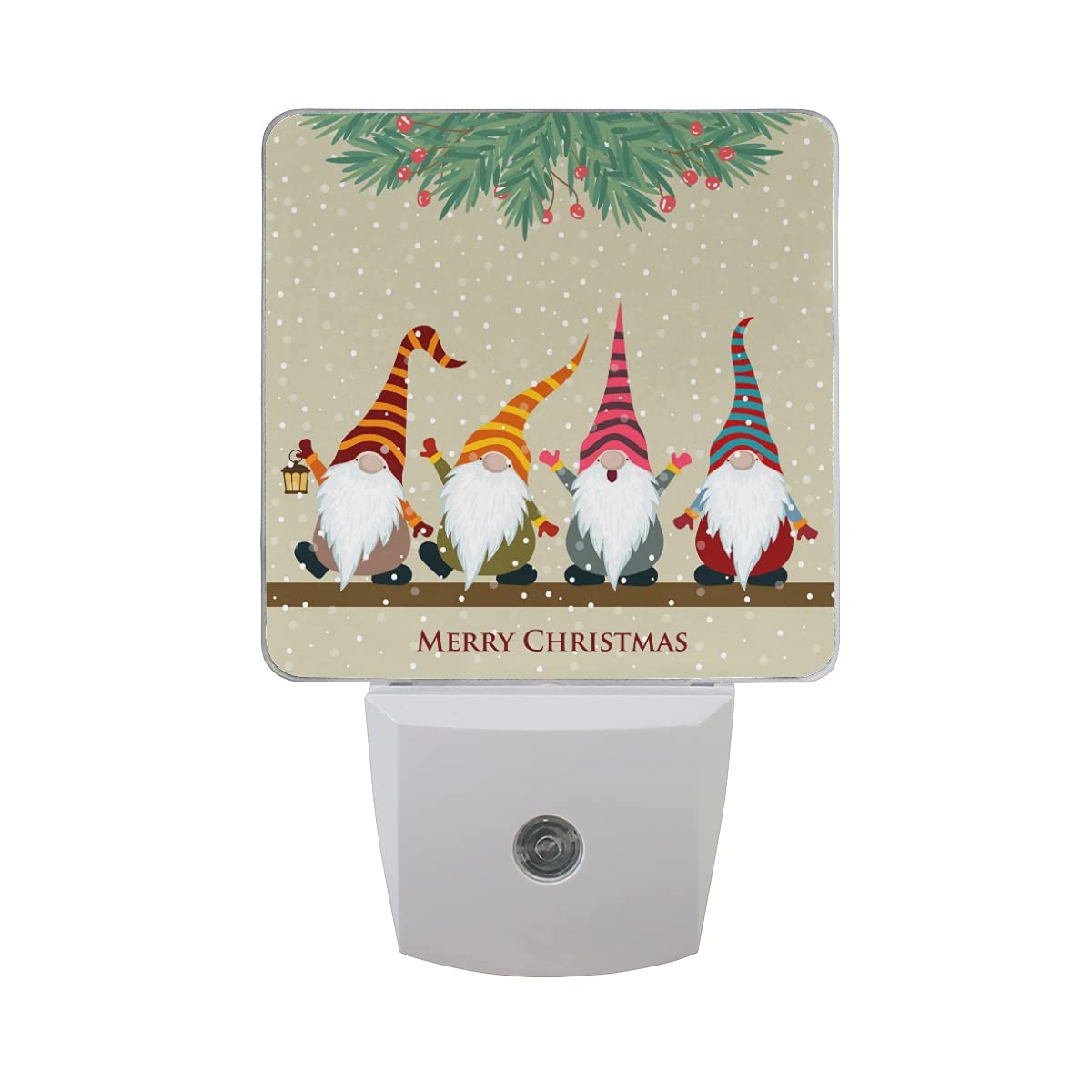 Christmas Gnome Night Light Set of 2 - Plug-in LED Sensor Lights for Holiday Decor, Bedroom, Nursery & Home Ambiance
