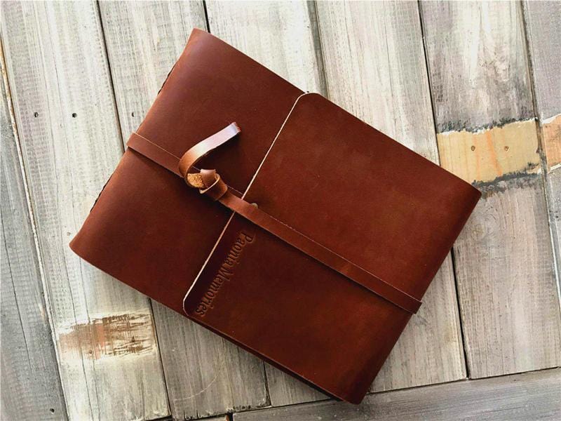 Handmade Personalized Brown Leather Photo Album - Custom Engraved Wedding Guest Book, Travel Scrapbook, Baby Memory Book - Perfect for Anniversaries, Gifts & Keepsakes