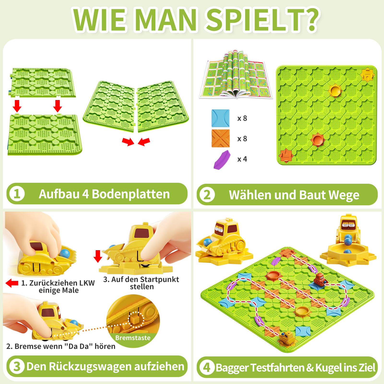 Burgkidz Logic Board Game for Kids Ages 4-8 - 56x56cm Large Maze Puzzle & Road Building Toy | Educational STEM Learning Game | Perfect Birthday Gift for Boys & Girls | Family Game Night Fun