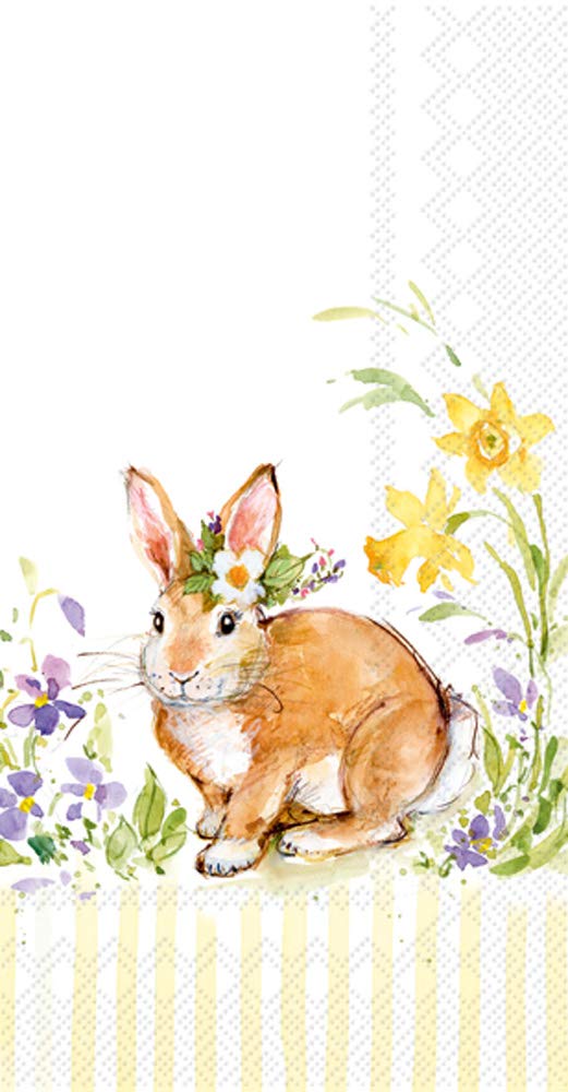 Premium 3-Ply Buffet Paper Napkins - 8.5 x 4.5 Inches - Soft Guest Towels in Lovely Bunny Yellow - Perfect for Weddings, Baby Showers & Easter Parties - Boston International IHR Collection